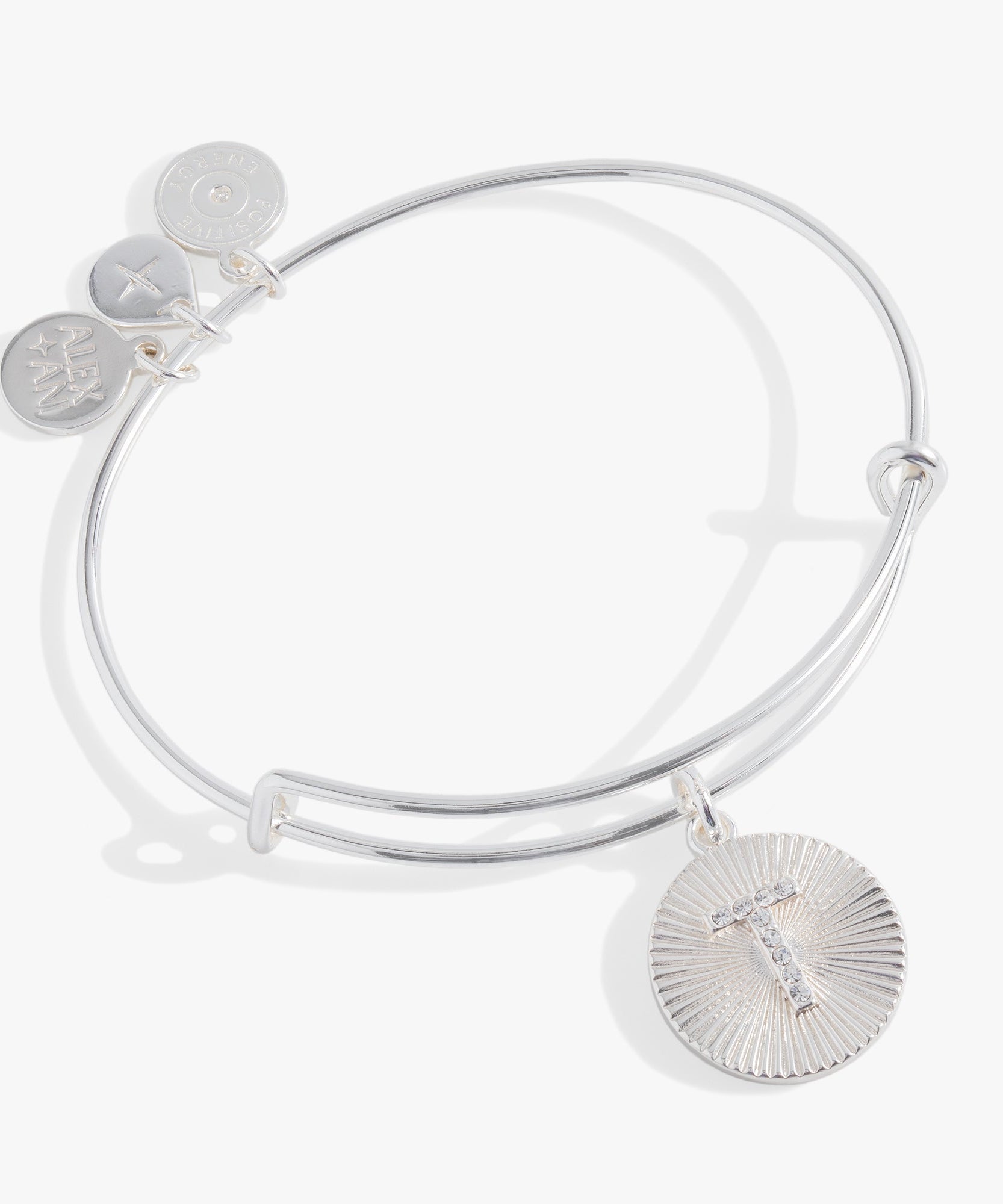 Initial T Pave Starburst Texture Bangle