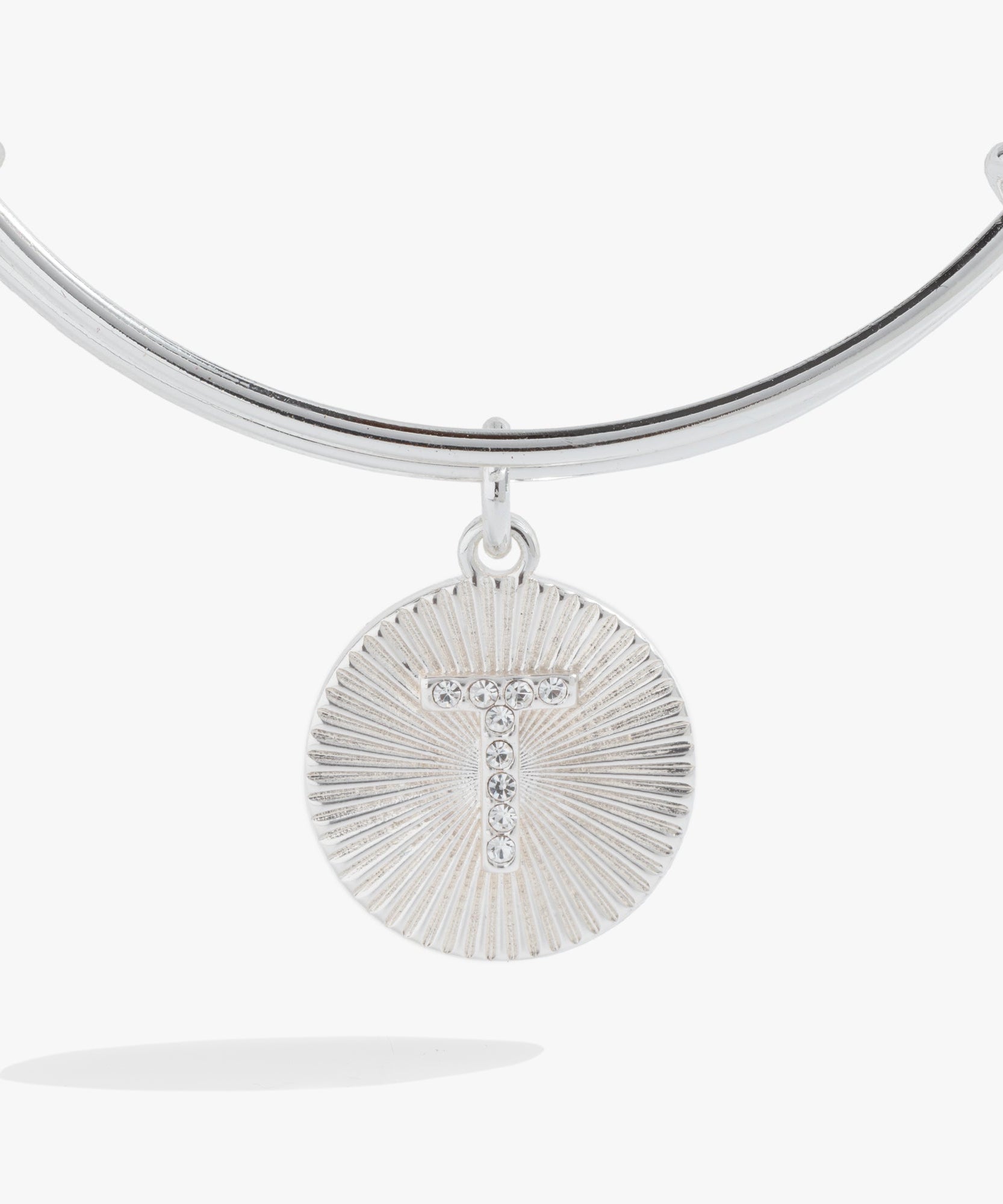 Initial T Pave Starburst Texture Bangle