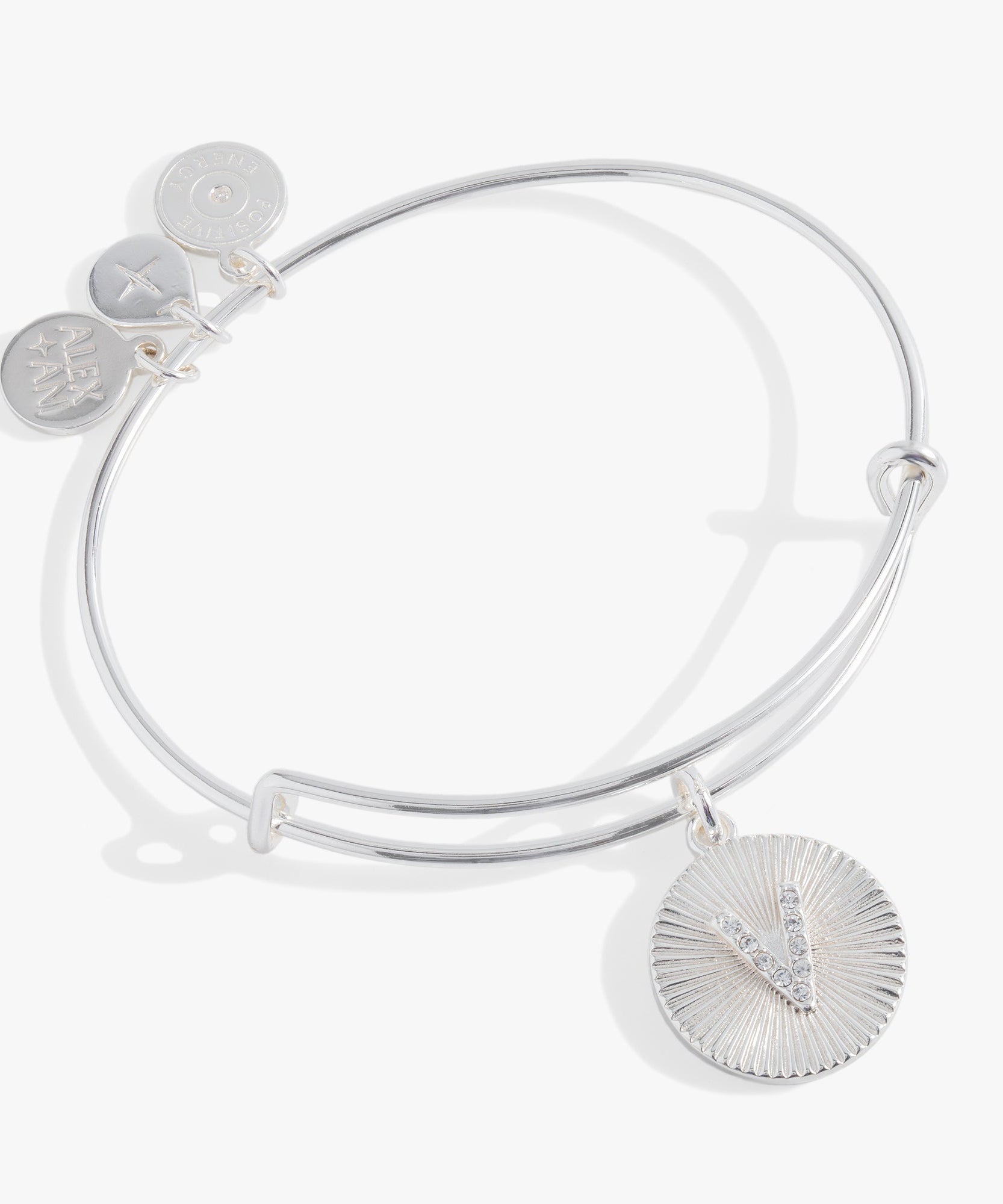 Initial V Pave Starburst Texture Bangle