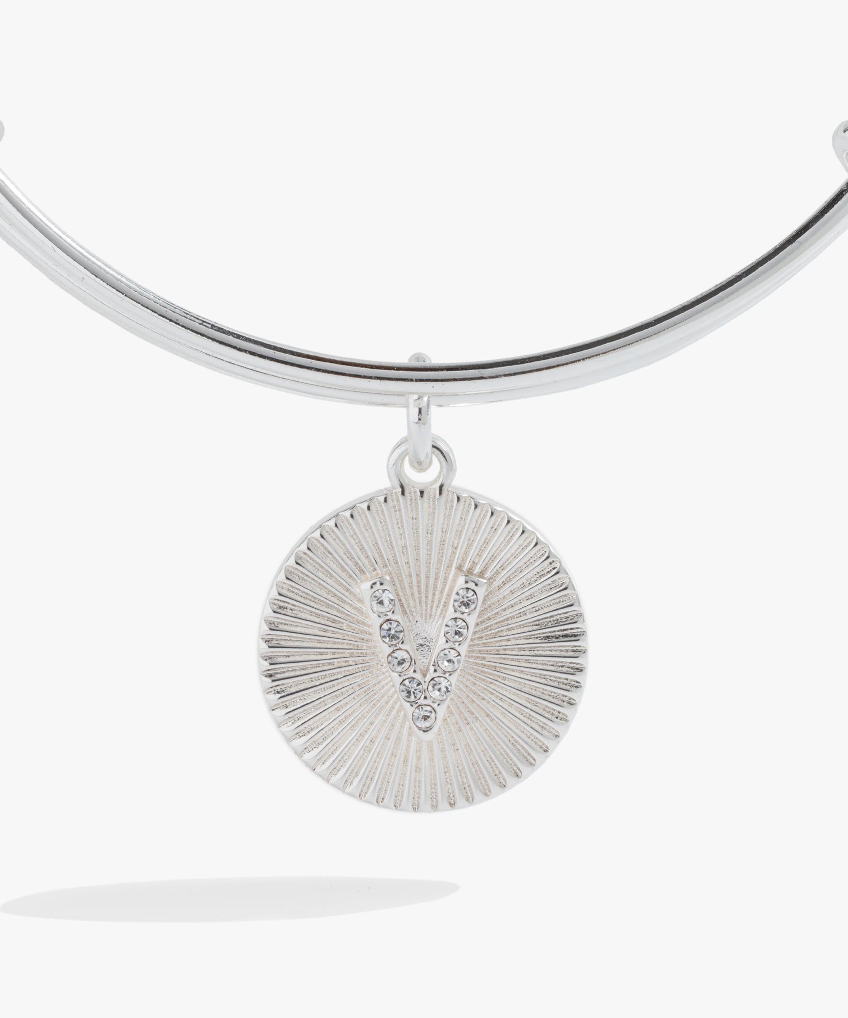 Initial V Pave Starburst Texture Bangle