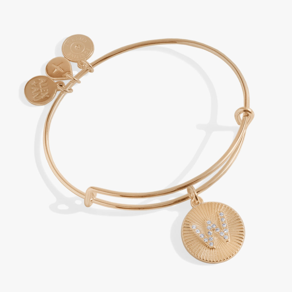 Initial W Pave Starburst Texture Bangle