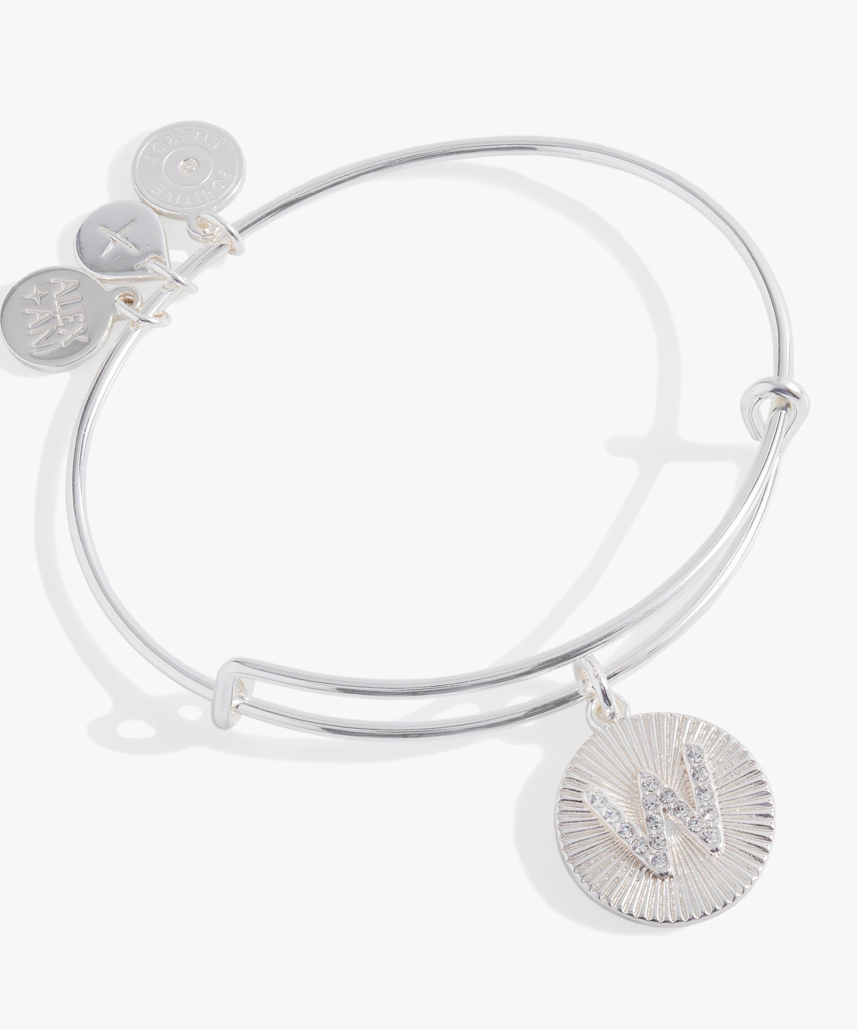 Initial W Pave Starburst Texture Bangle
