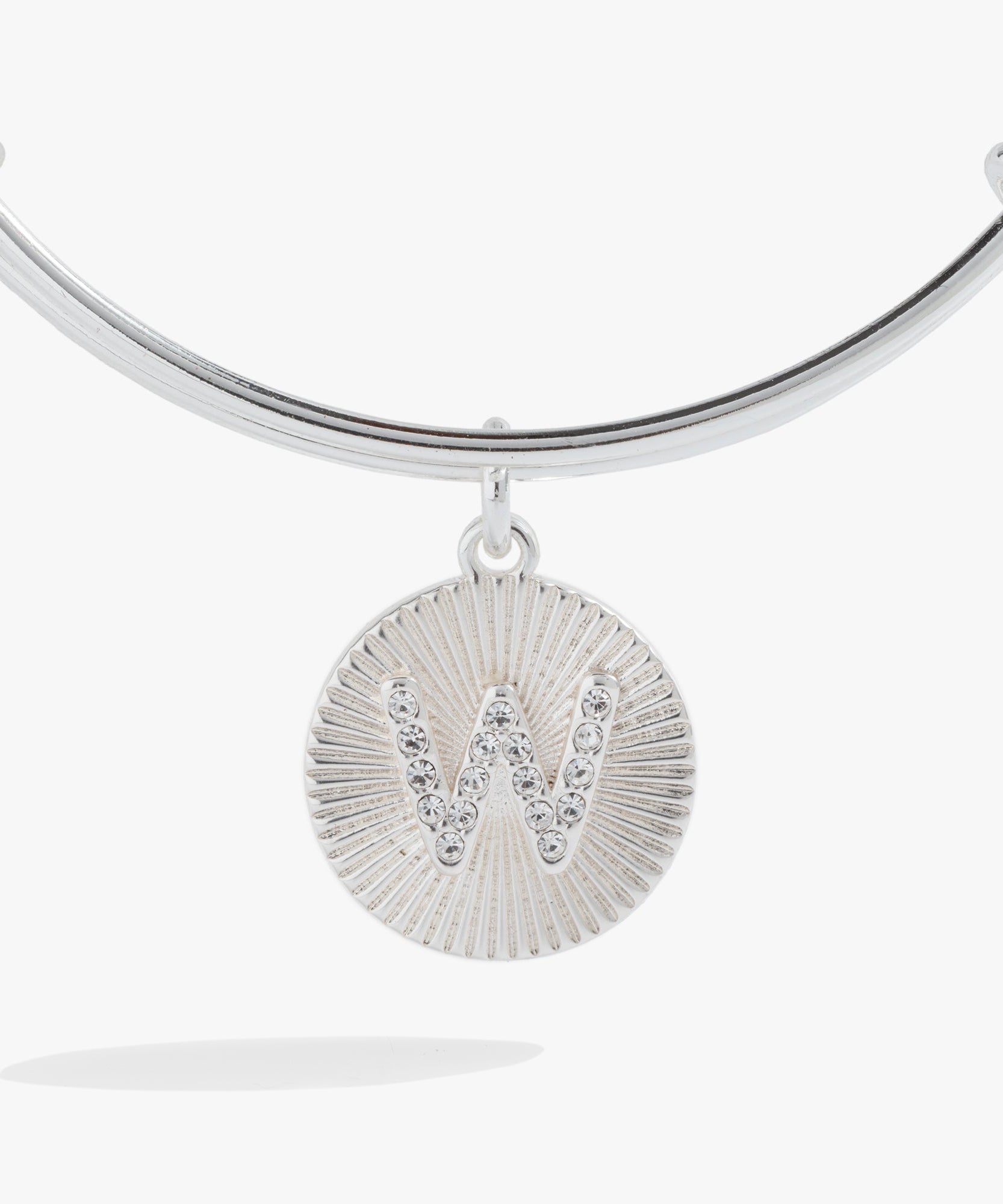 Initial W Pave Starburst Texture Bangle