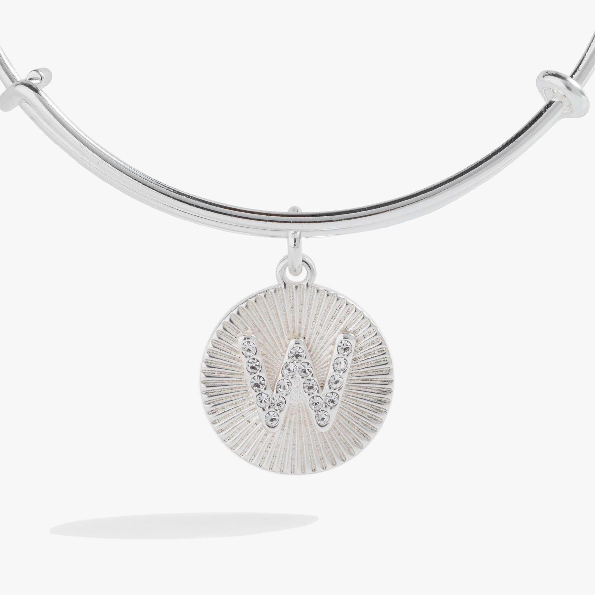 Initial W Pave Starburst Texture Bangle