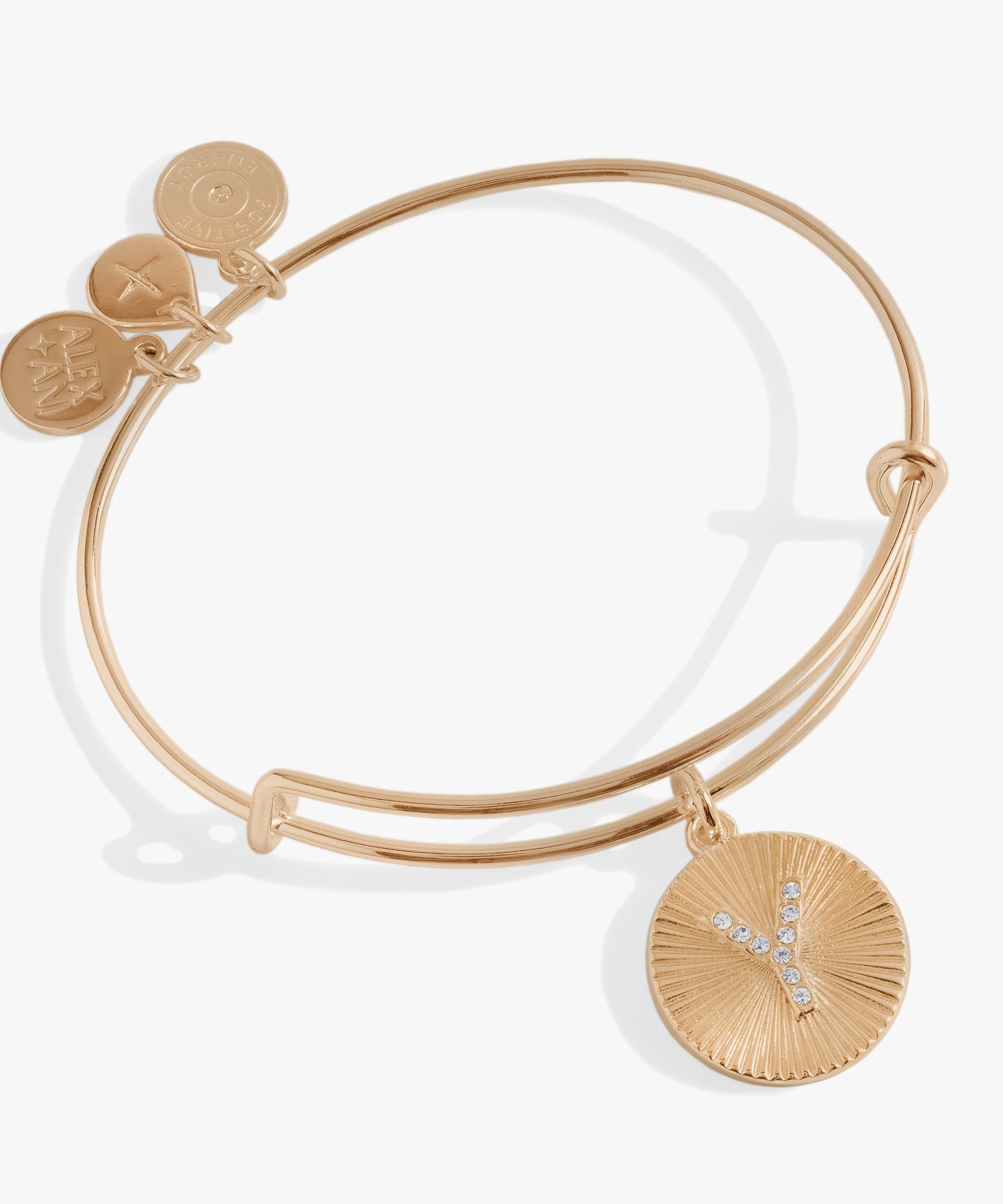 Initial Y Pave Starburst Texture Bangle