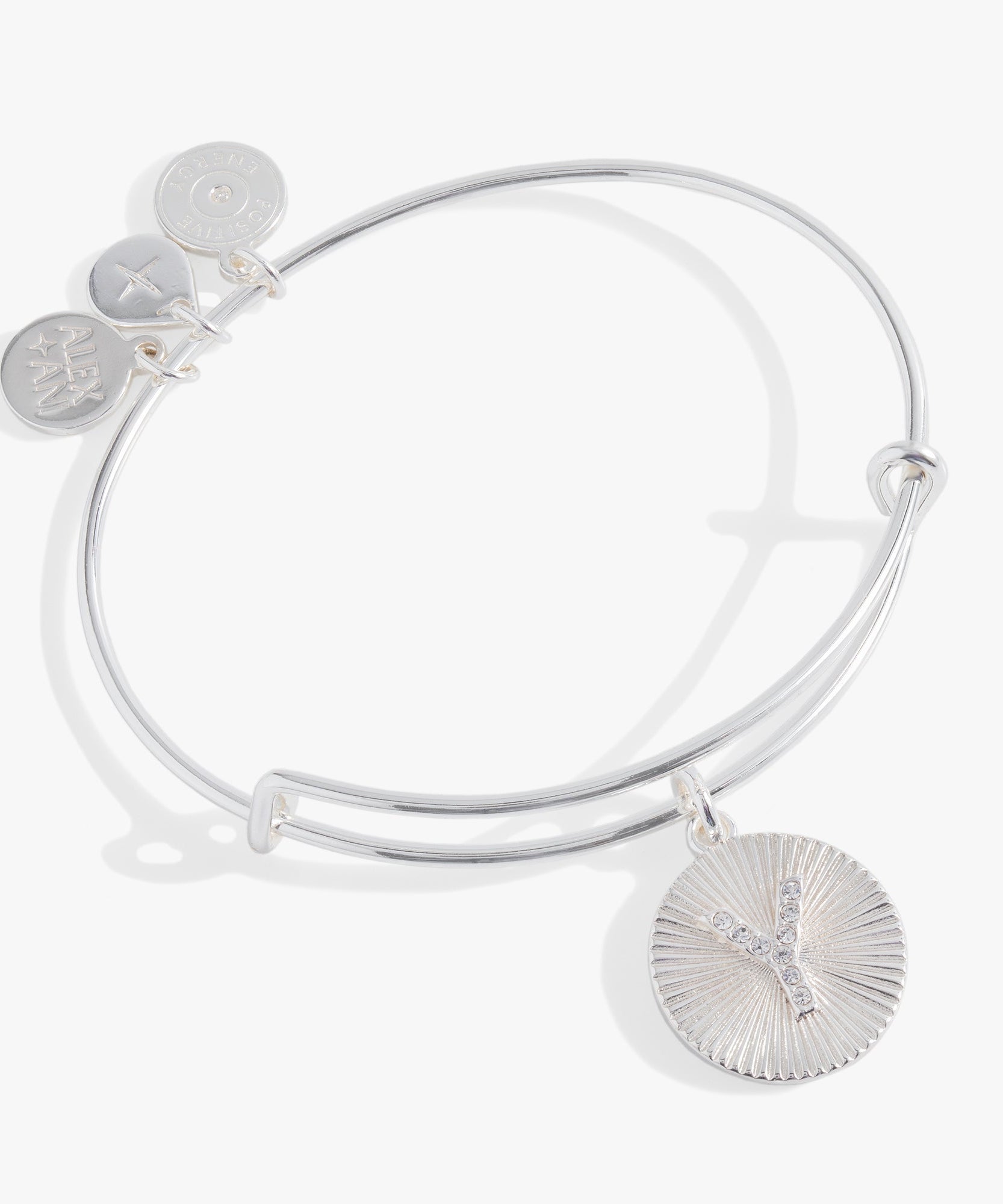 Initial Y Pave Starburst Texture Bangle