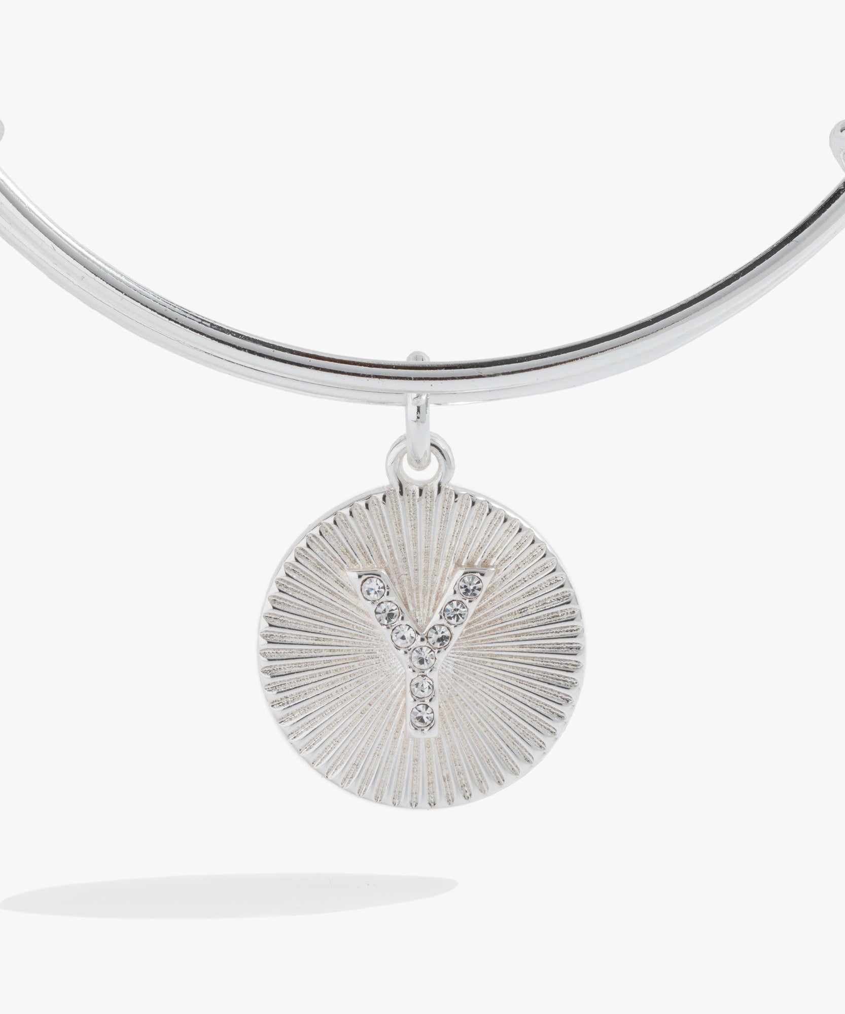 Initial Y Pave Starburst Texture Bangle