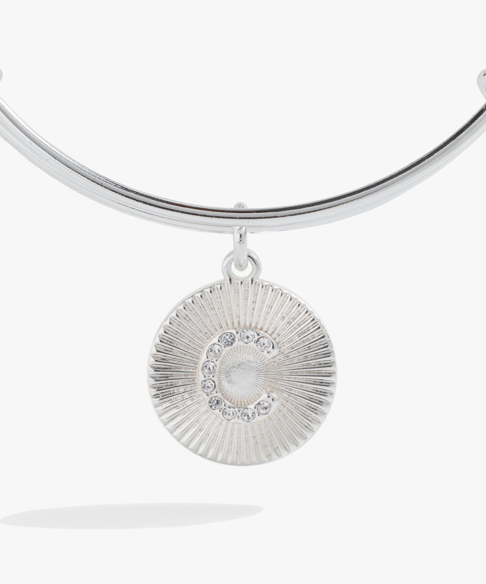 Initial C Pave Starburst Texture Bangle
