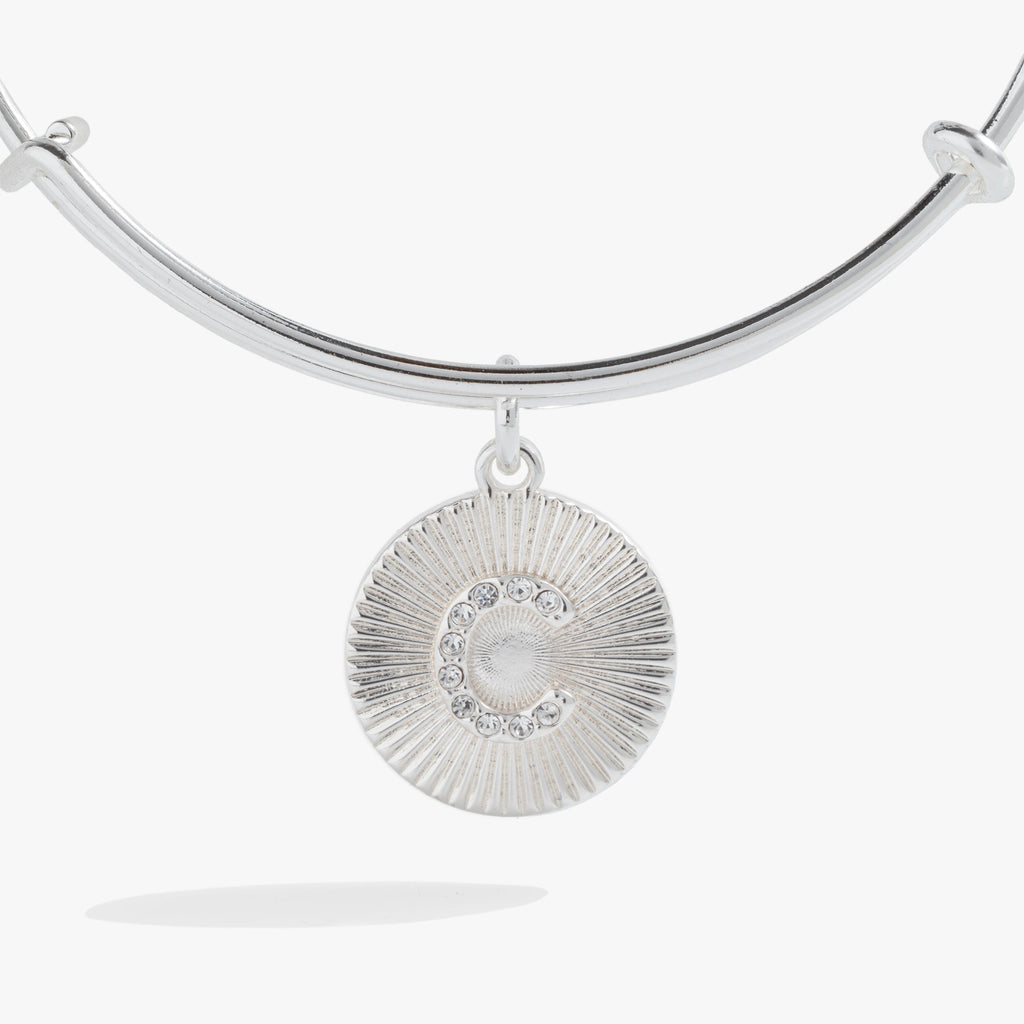 Initial C Pave Starburst Texture Bangle