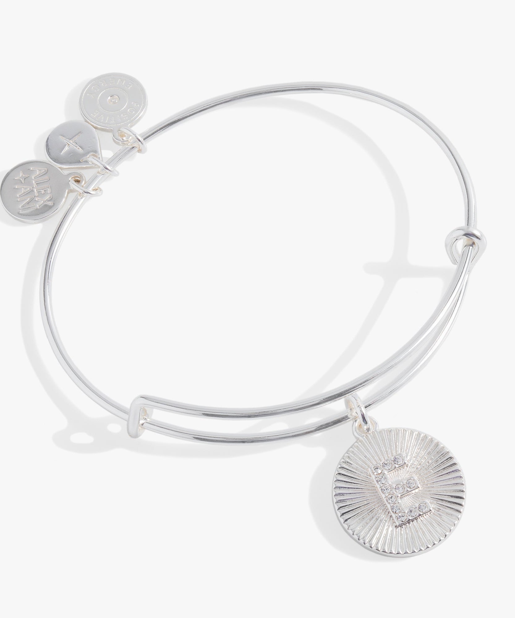 Initial E Pave Starburst Texture Bangle
