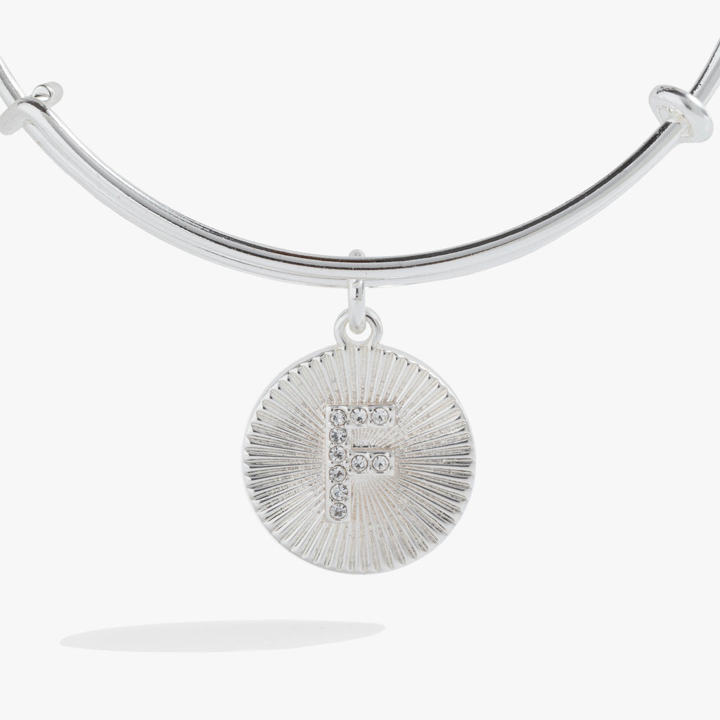 Initial F Pave Starburst Texture Bangle
