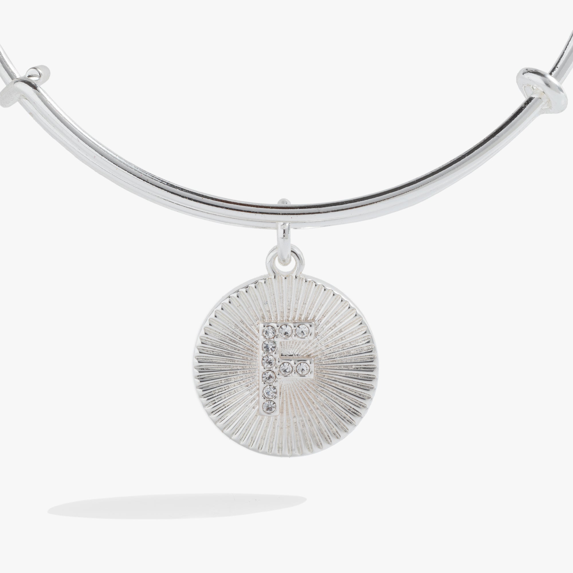 Initial F Pave Starburst Texture Bangle