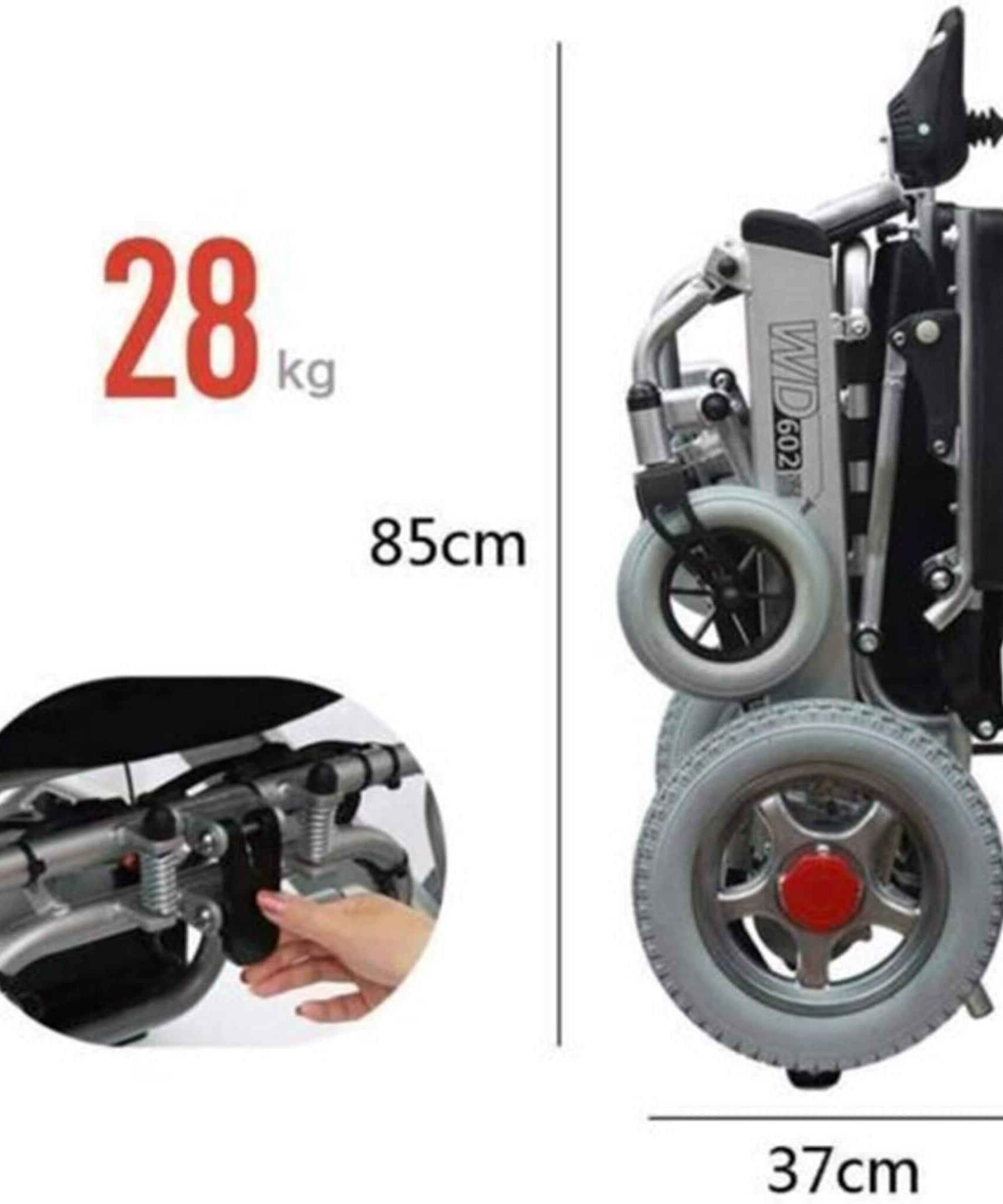 PCMOS WD602 17.5-Inch Heavy-Duty Electric Motorized Lightweight Wheelchair, 250LBS (SAK56491)