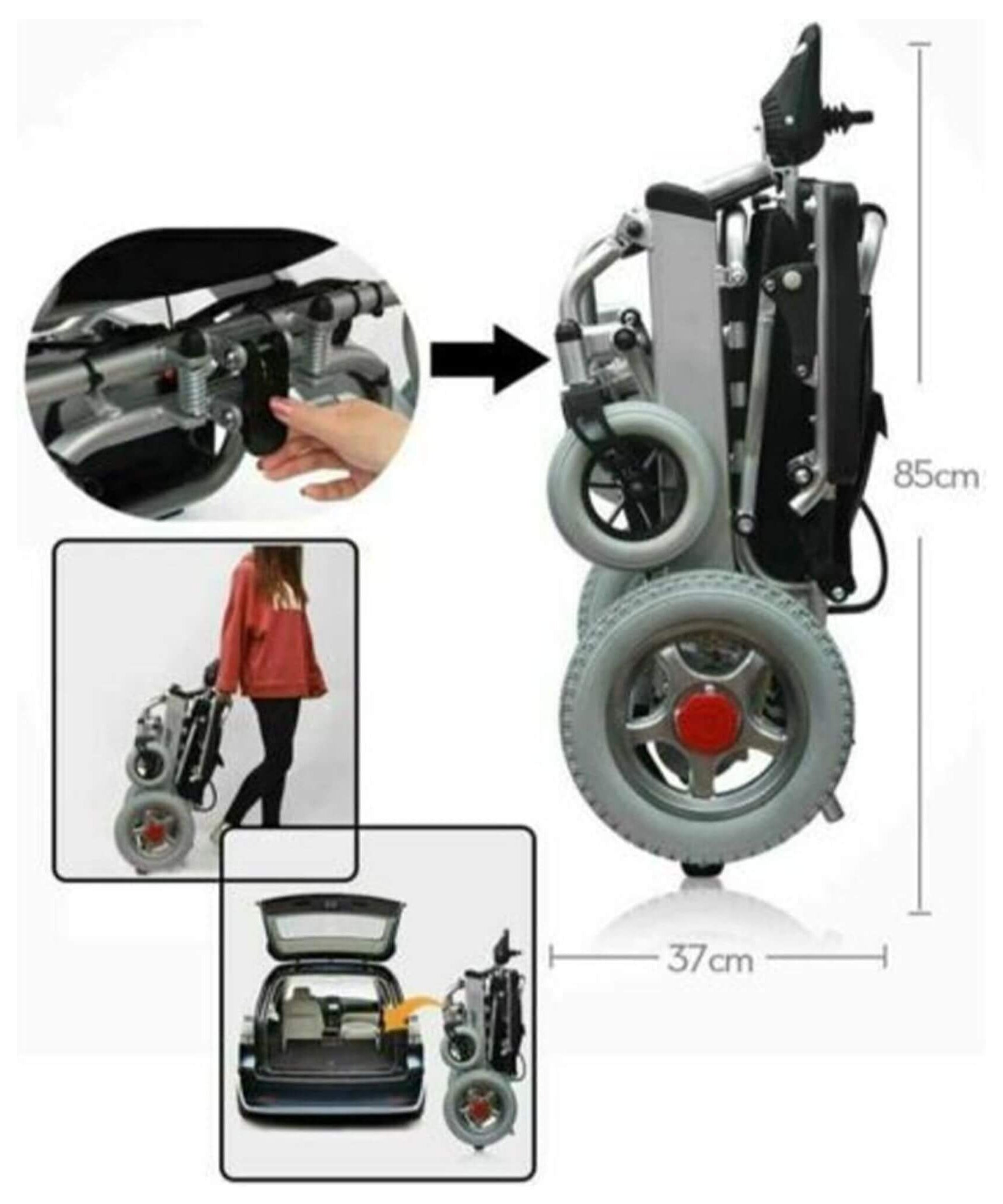 PCMOS WD602 17.5-Inch Heavy-Duty Electric Motorized Lightweight Wheelchair, 250LBS (SAK56491)