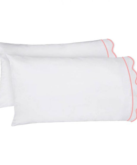 400TC Cotton Scallop Embroidery & Border Sateen Solid Sheet Set