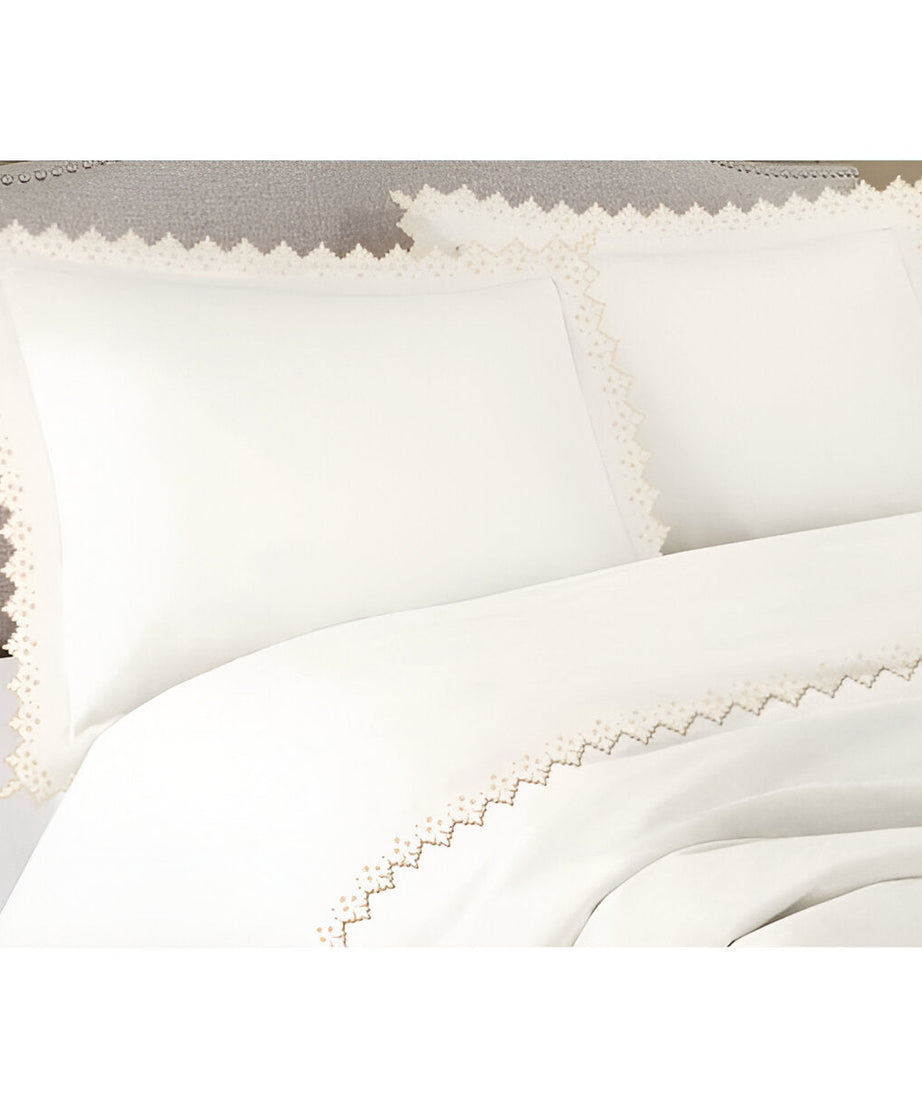 Elegant Flower Embroidered Duvet Cover Set