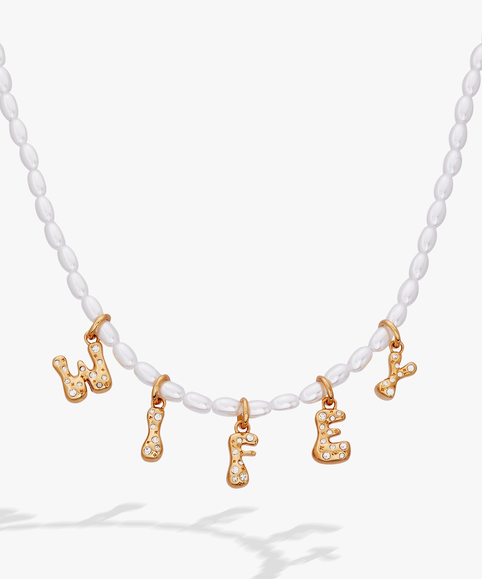 'Wifey' Bubble And Beaded Pearl Necklace