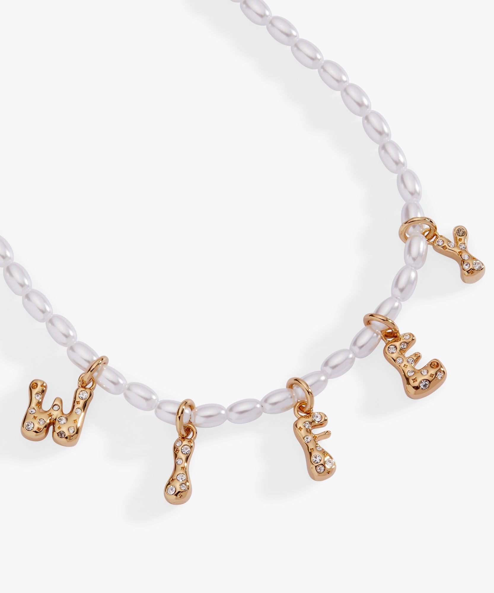 'Wifey' Bubble And Beaded Pearl Necklace