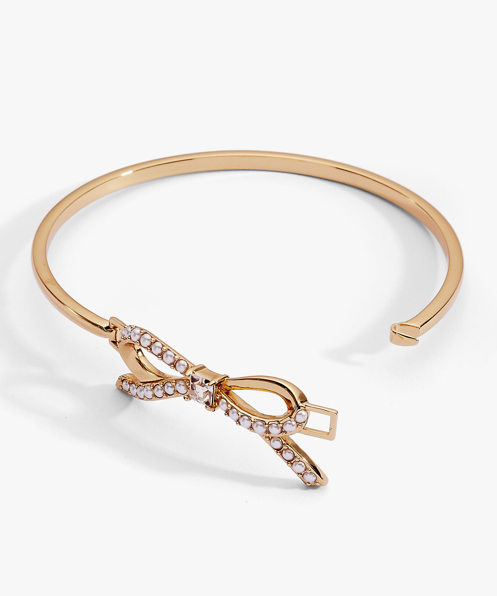 Bow Pearl Coquette Tension Bangle