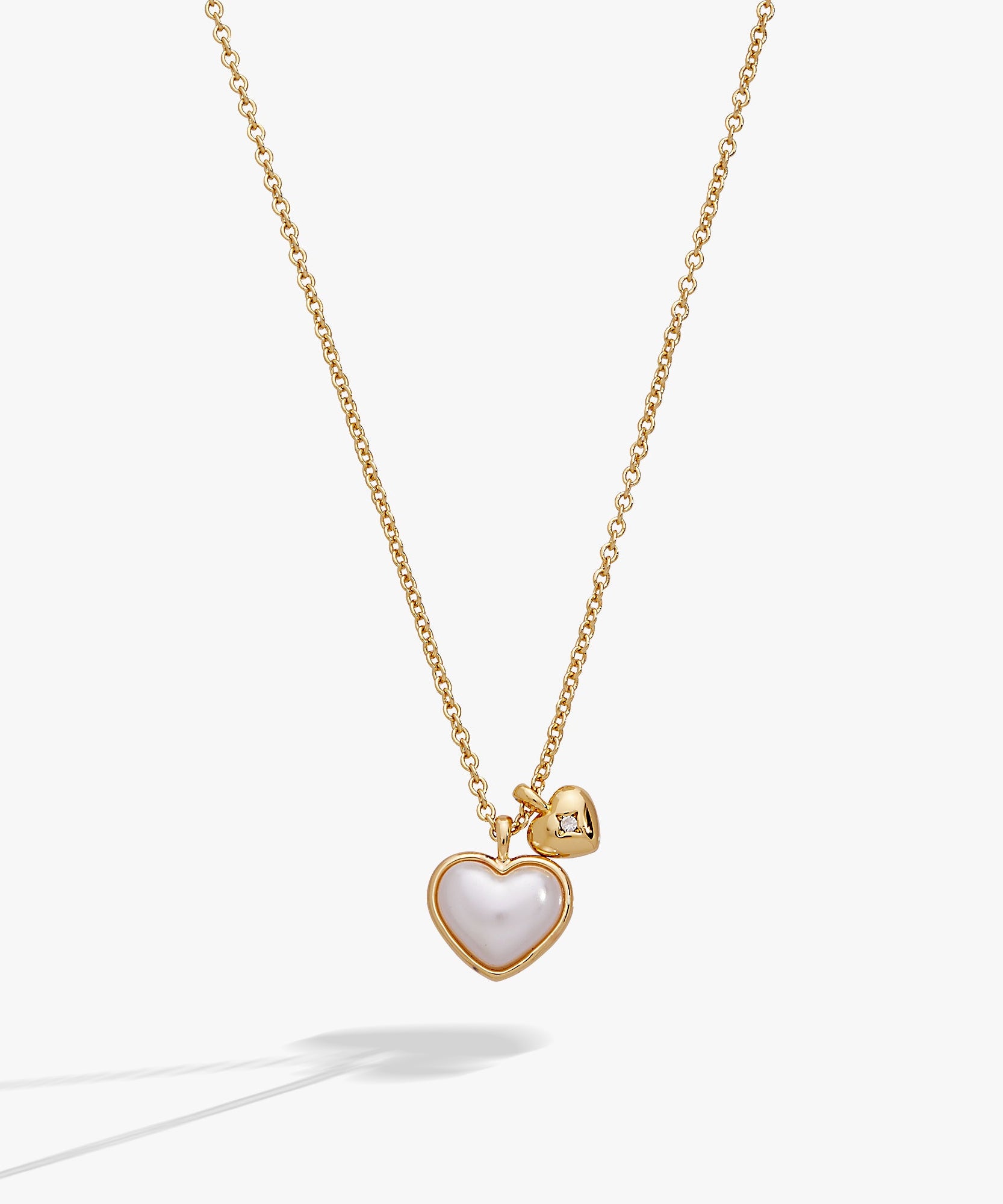 Pearl Heart Duo Charm Necklace