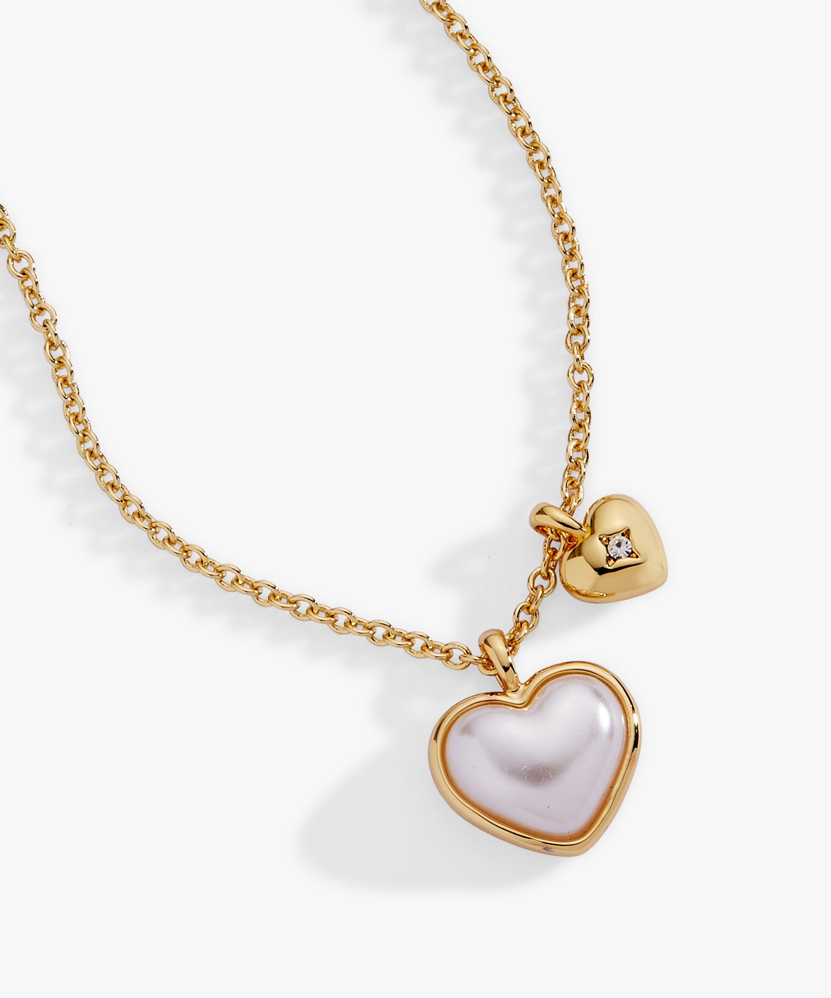 Pearl Heart Duo Charm Necklace