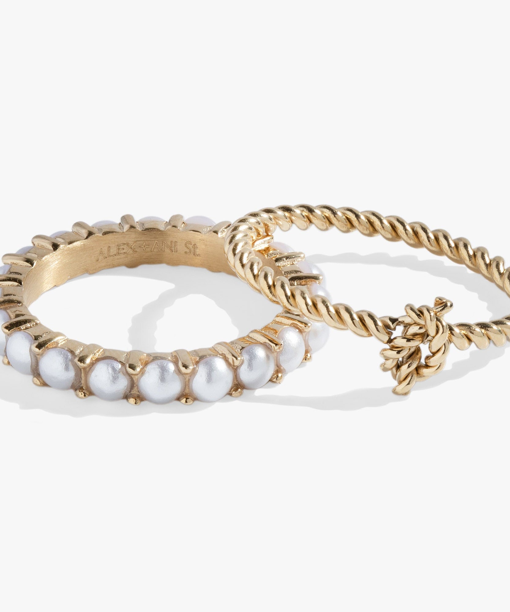 Pearl & Knot Rope Ring Set