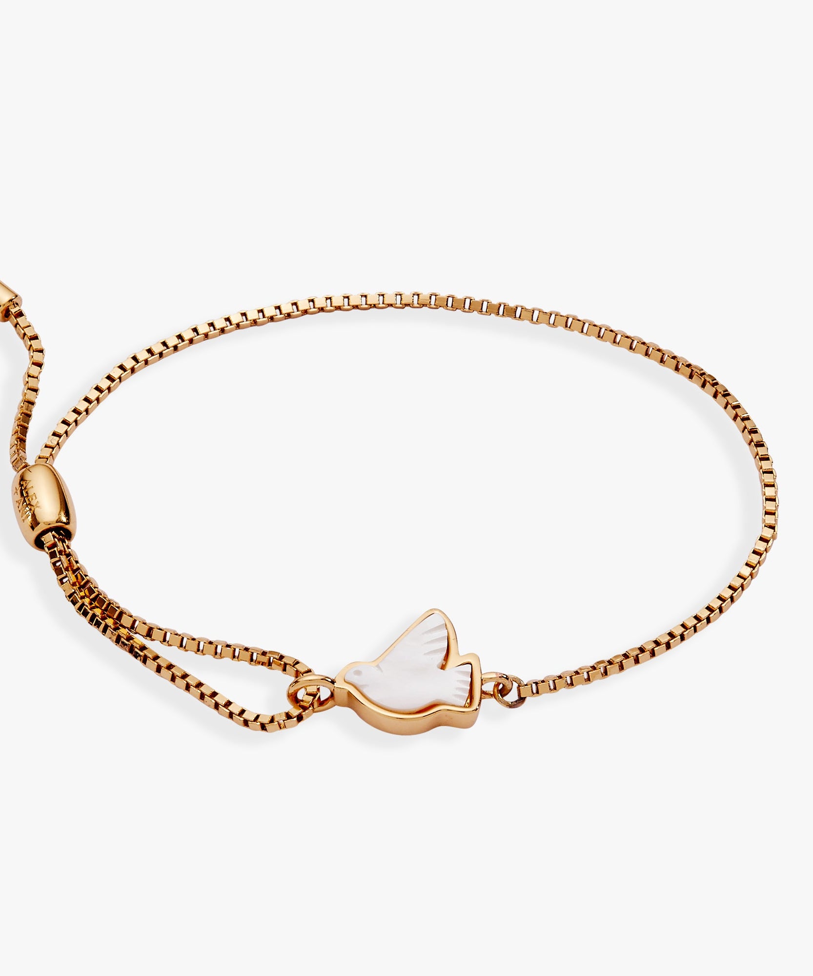 Dove 'Peace' Mother of Pearl Pull Chain Bracelet