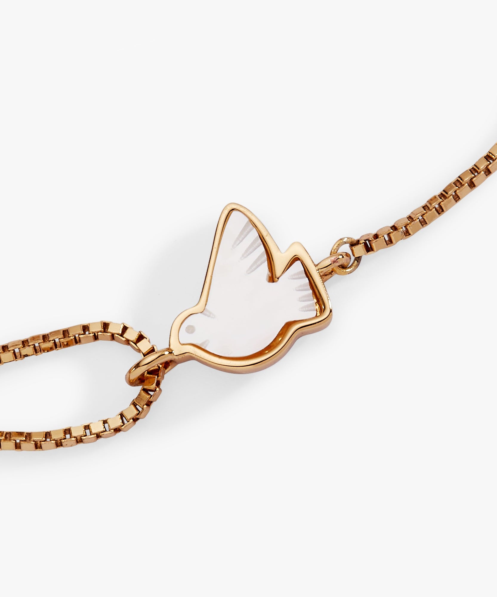 Dove 'Peace' Mother of Pearl Pull Chain Bracelet