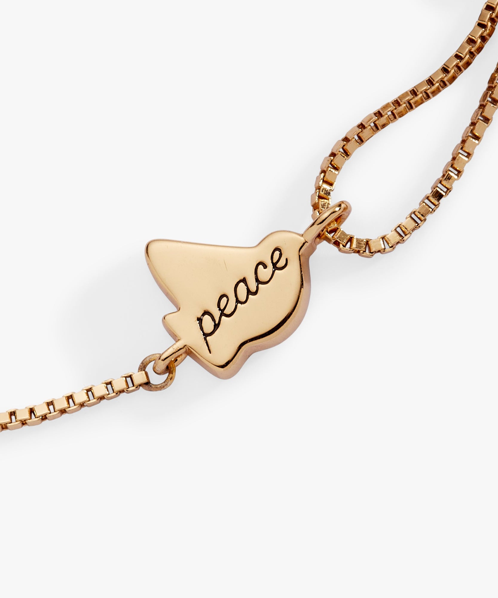 Dove 'Peace' Mother of Pearl Pull Chain Bracelet