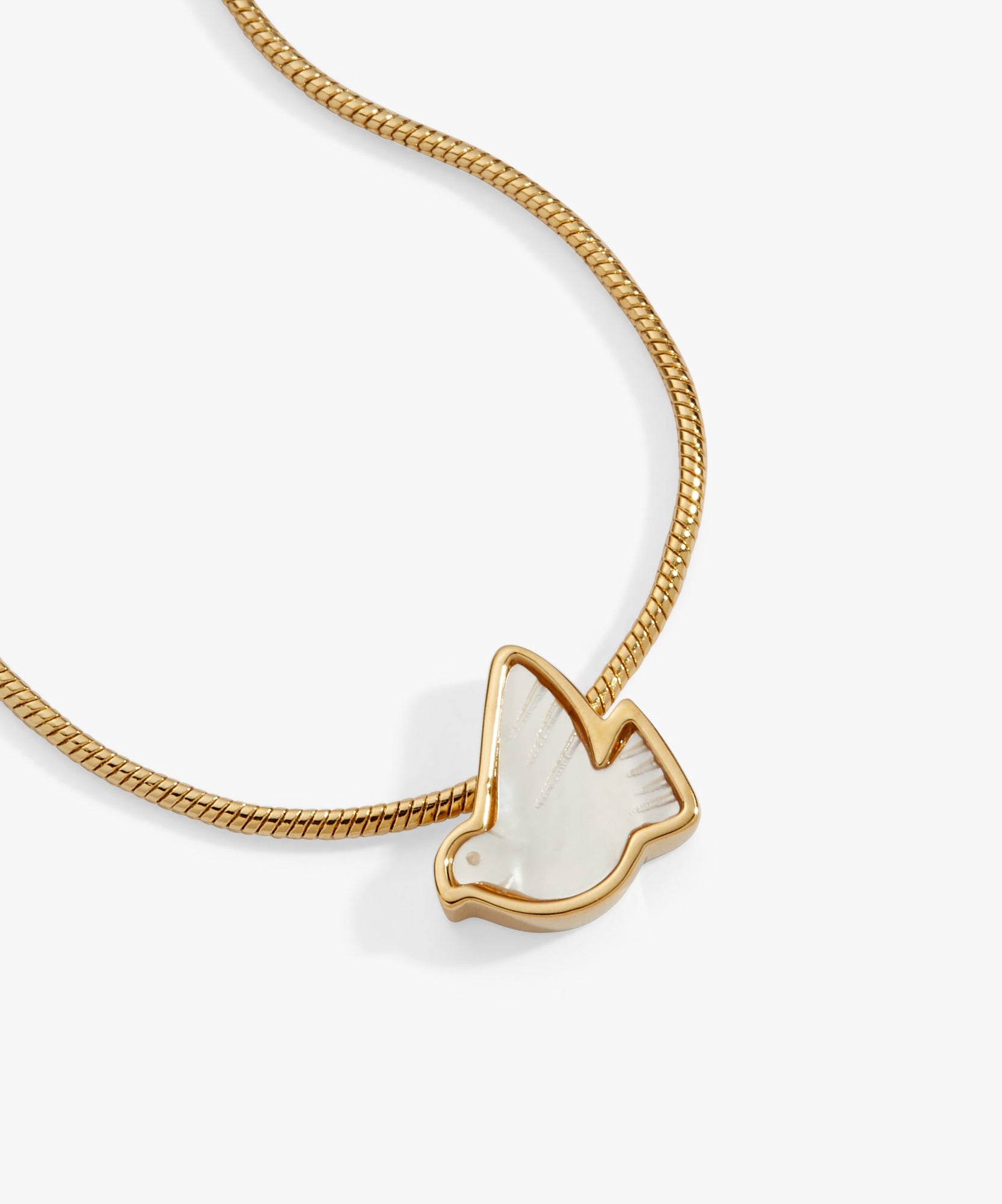 Pearlized Dove 'Peace' Slider Necklace