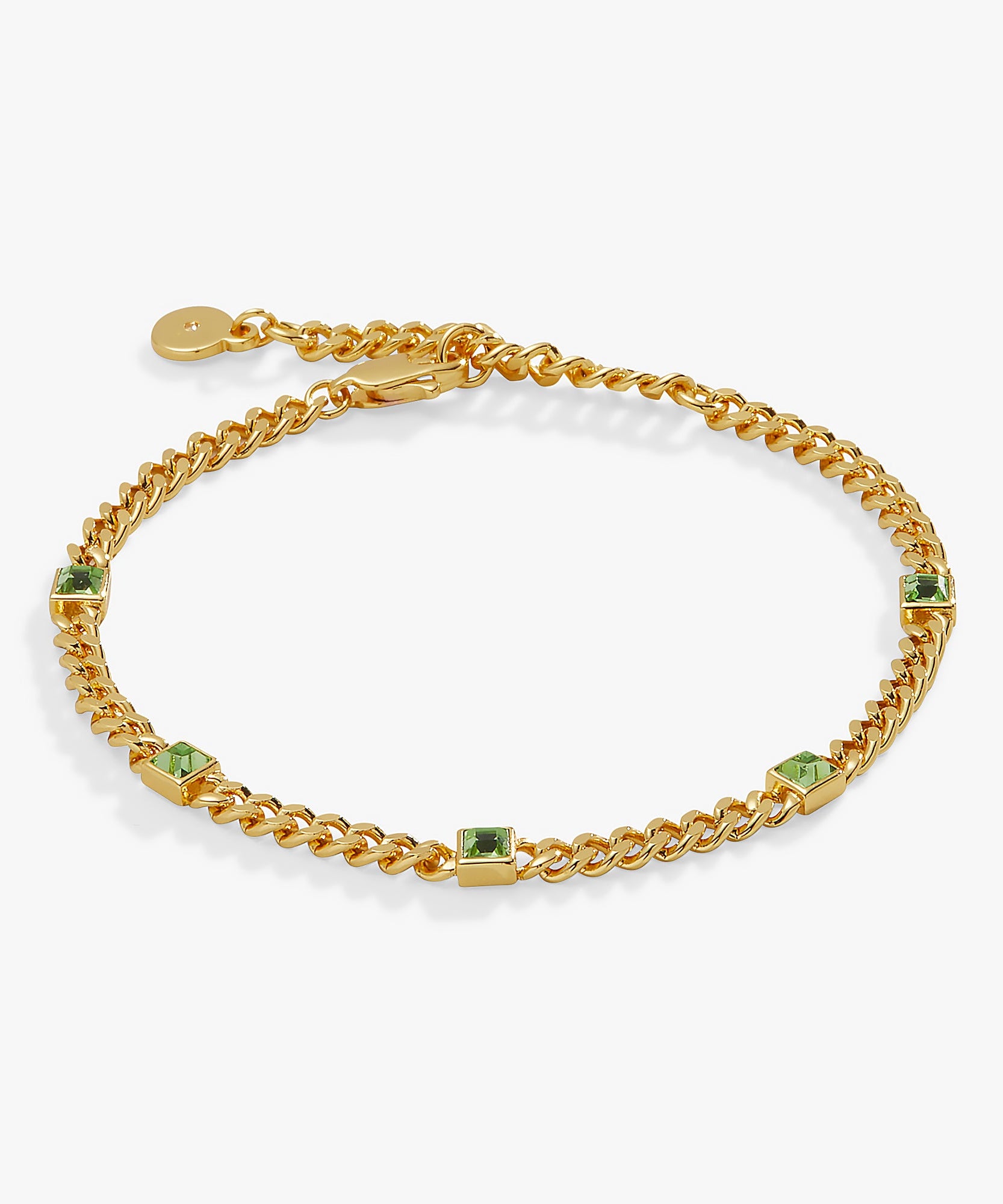 August Birthstone Peridot Curb Chain Bracelet