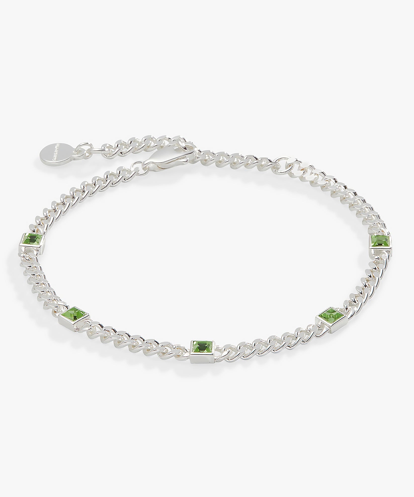 August Birthstone Peridot Curb Chain Bracelet