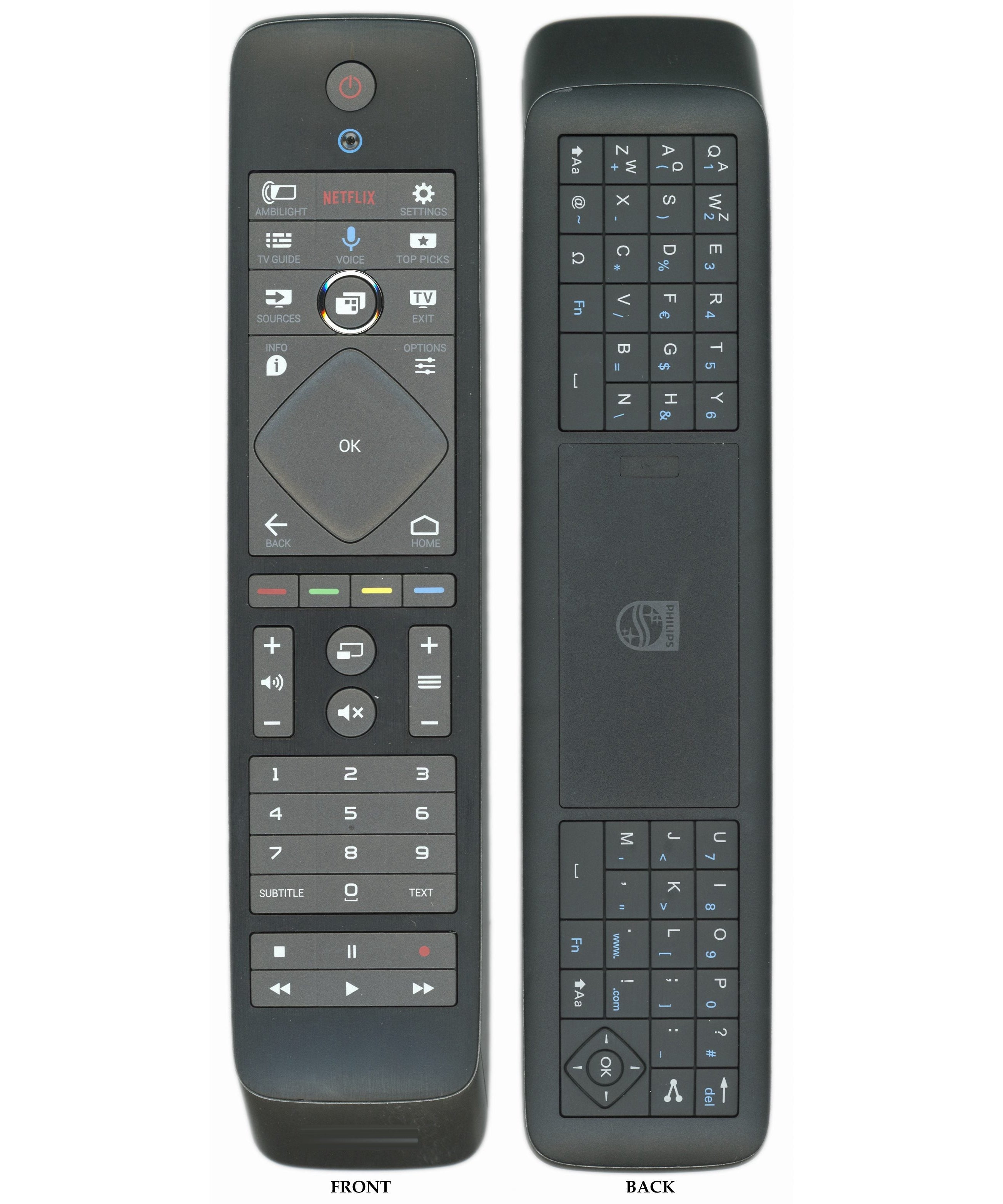 Philips RC6P Touch TV Remote Control | AMBILIGHT | QWERTY Keyboard | voice | RF and IR - 398GF10BEPH09T