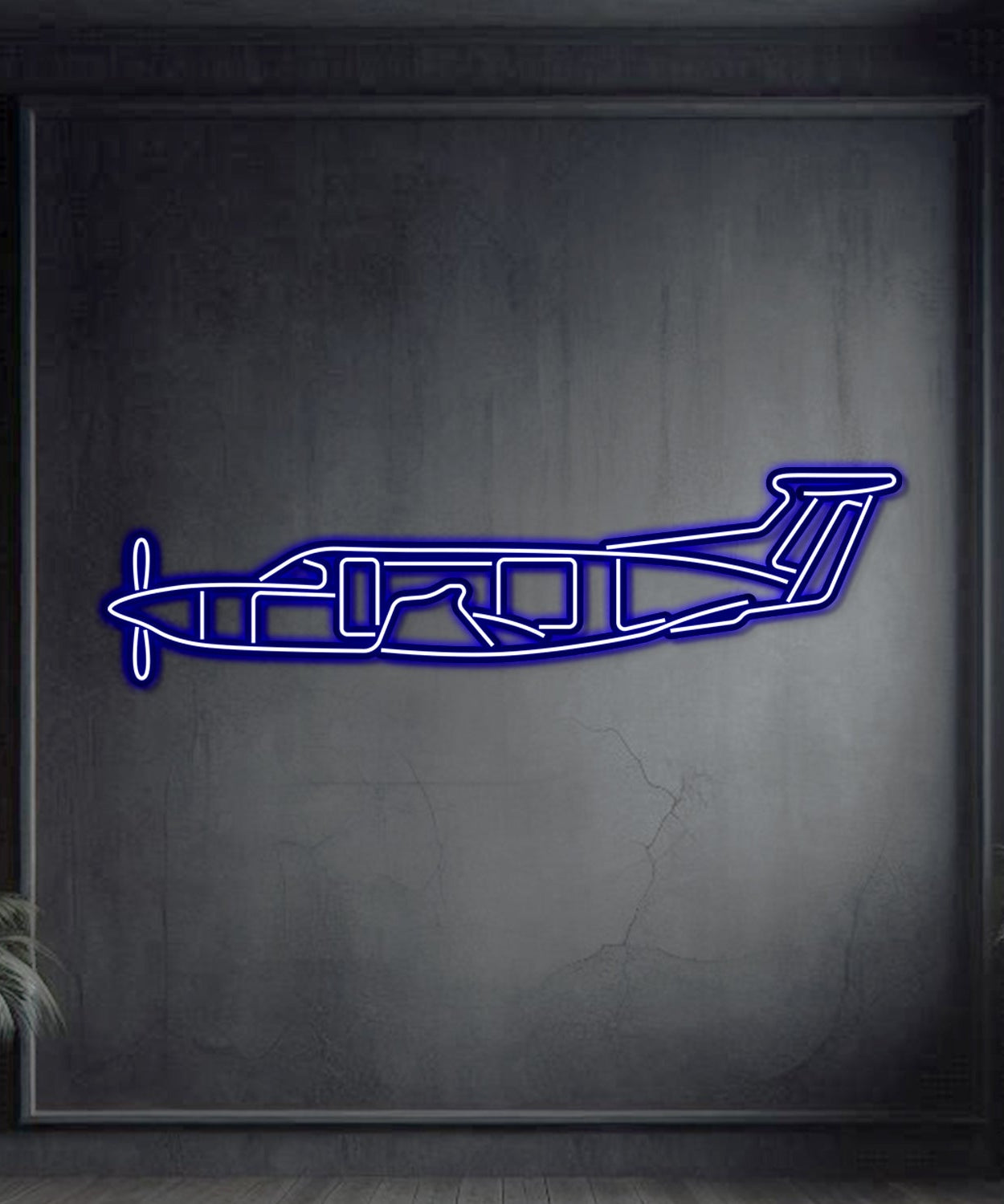 PC-12 Metall Neon Flugzeug Wandkunst - NCN0058