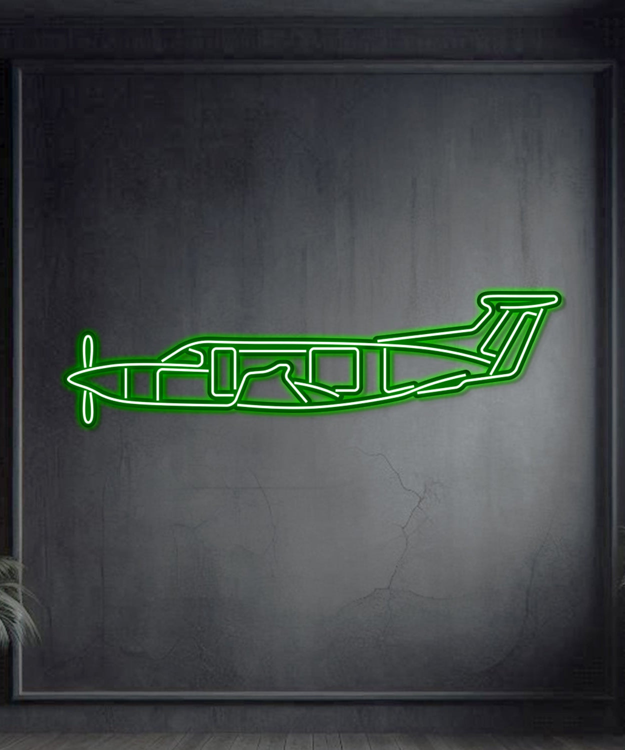 PC-12 Metall Neon Flugzeug Wandkunst - NCN0058