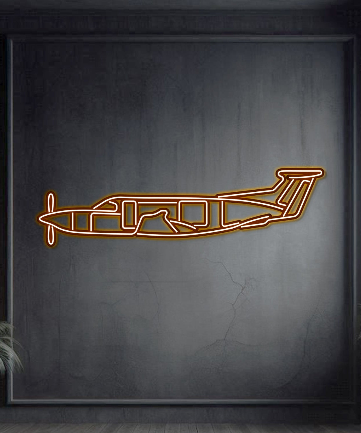 PC-12 Metall Neon Flugzeug Wandkunst - NCN0058