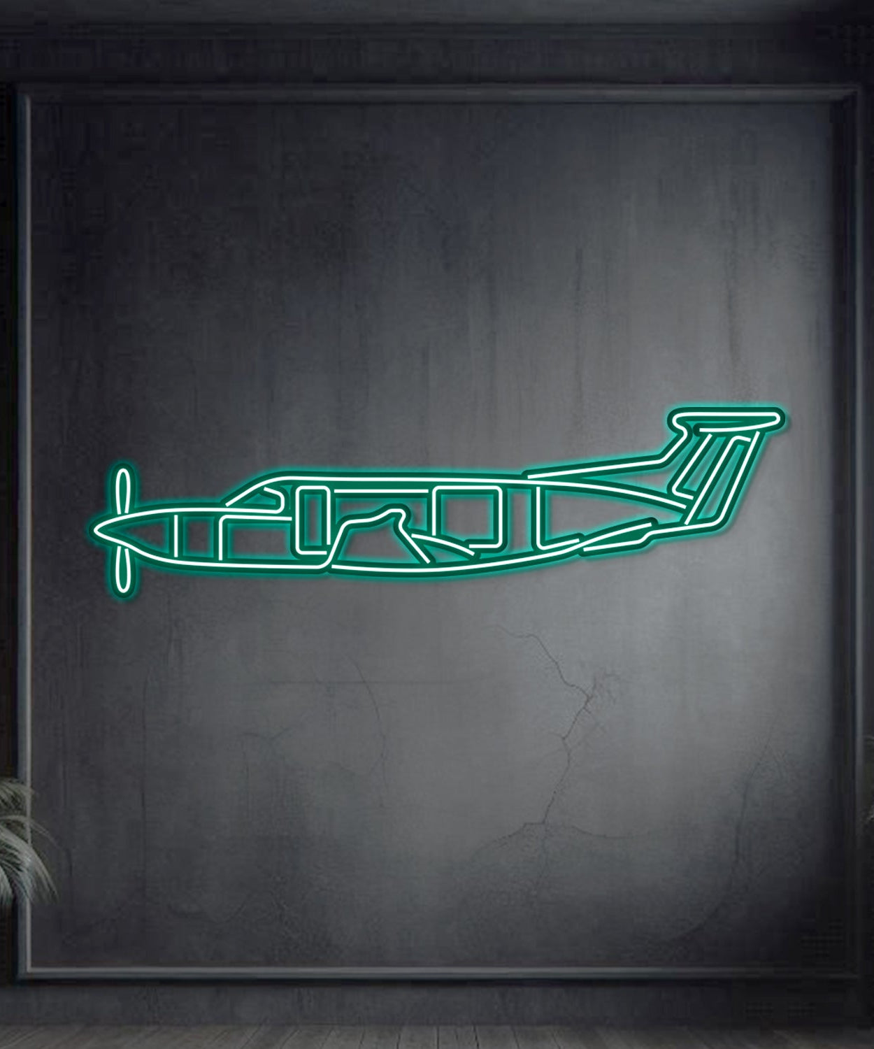 PC-12 Metall Neon Flugzeug Wandkunst - NCN0058