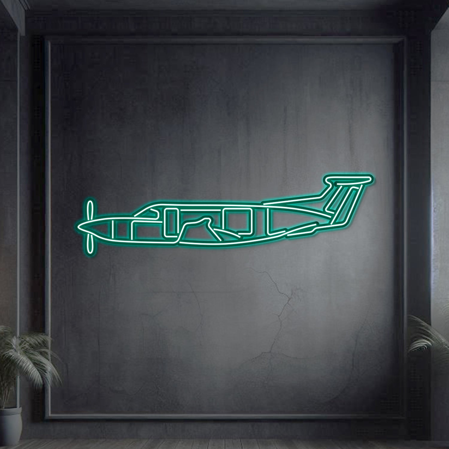 PC-12 Metall Neon Flugzeug Wandkunst - NCN0058