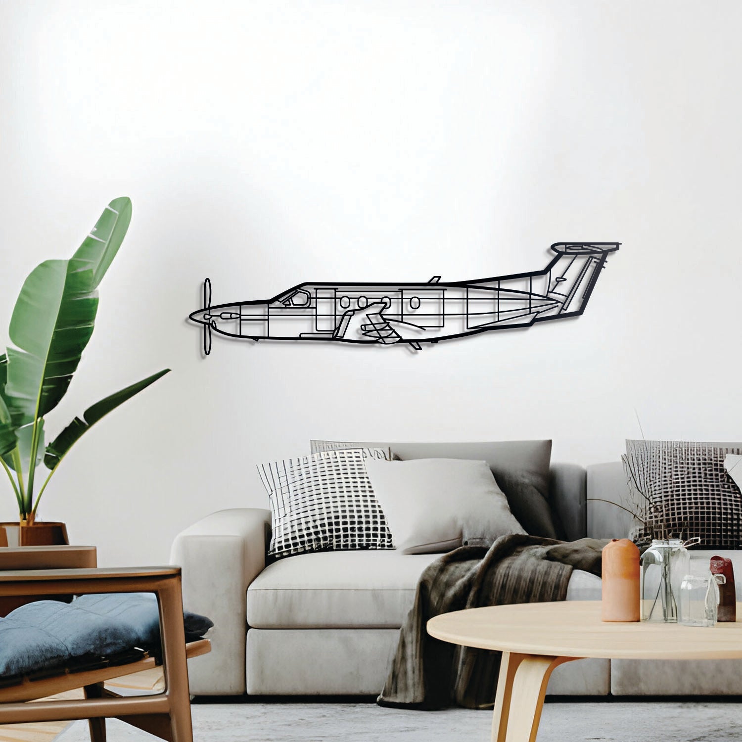 PC-12 Metallflugzeug-Wandkunst - NCP0117