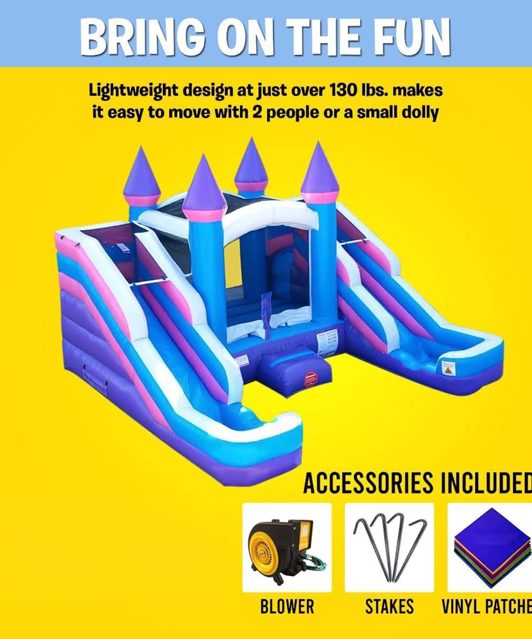 16FT Pink Castle Bounce House Combo With Double Water Slide (SAK84027)