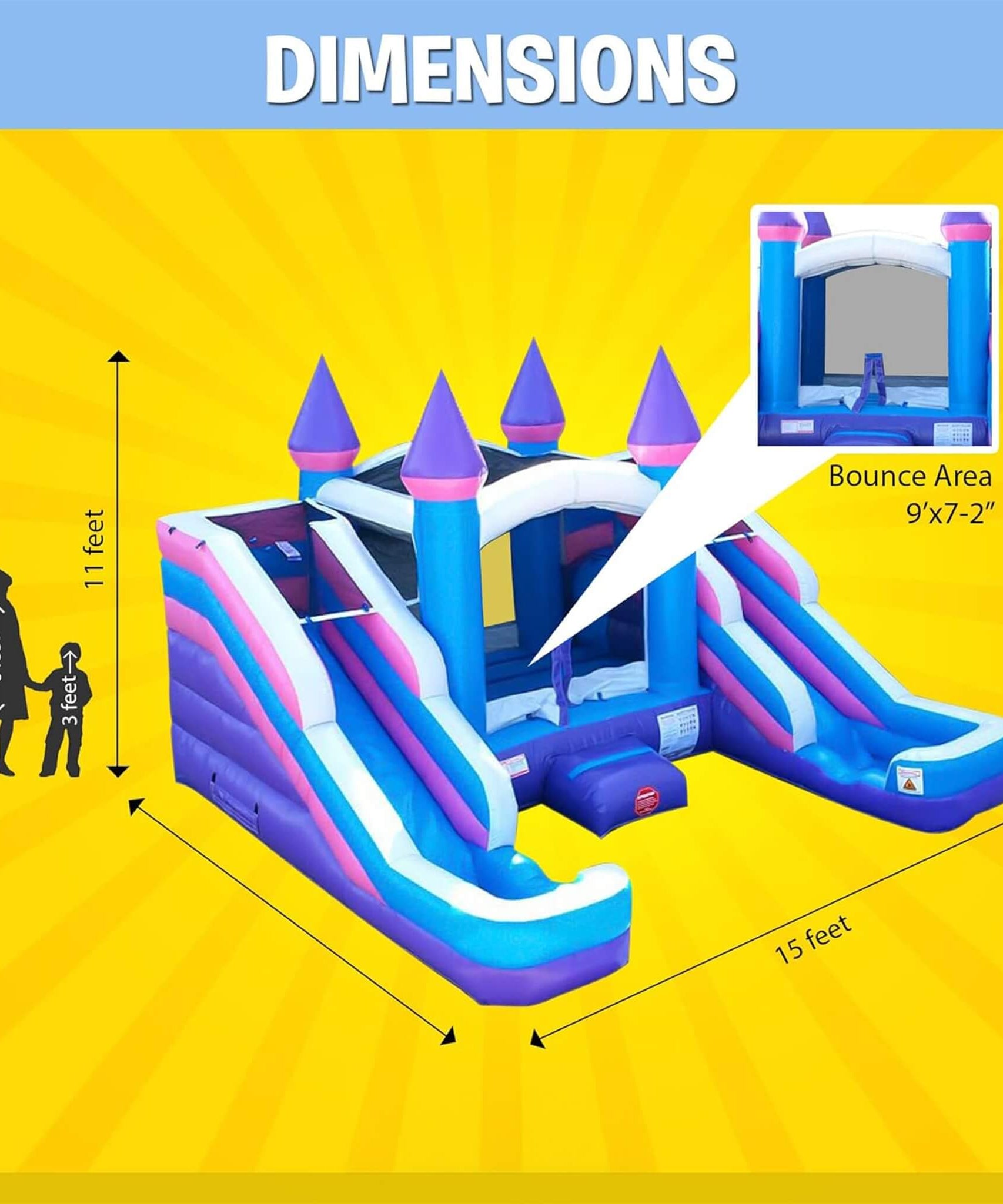 16FT Pink Castle Bounce House Combo With Double Water Slide (SAK84027)