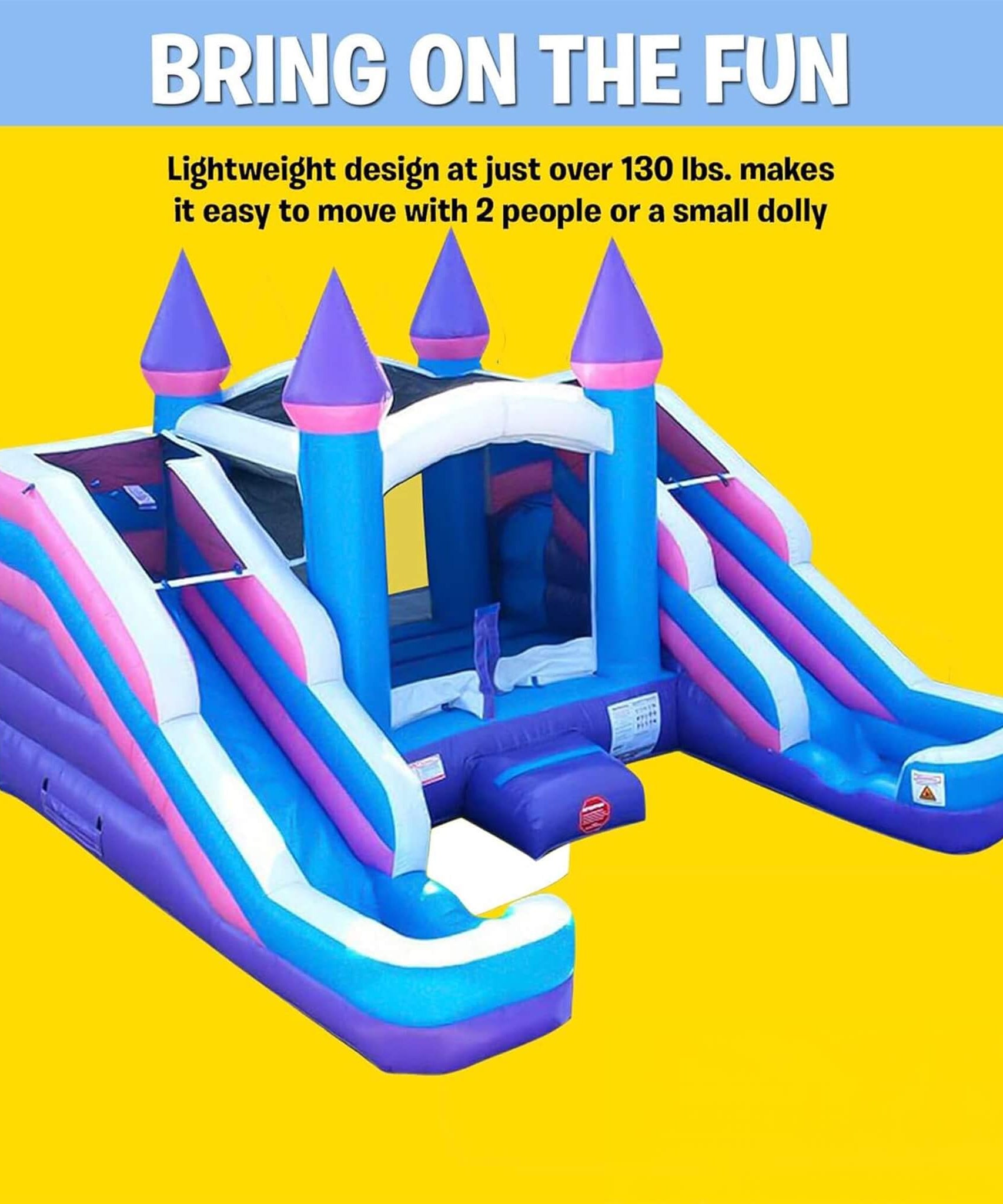 16FT Pink Castle Bounce House Combo With Double Water Slide (SAK84027)