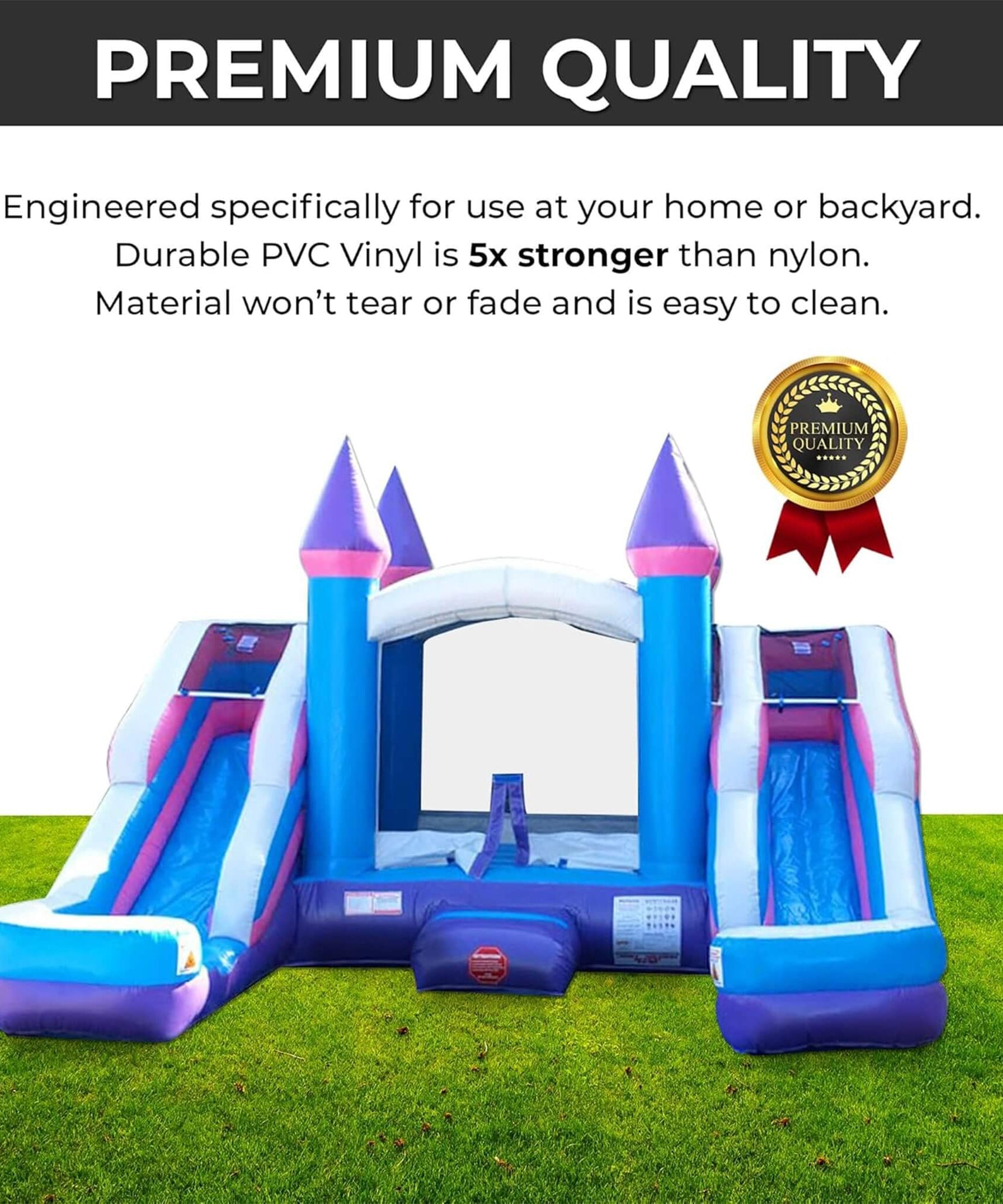 16FT Pink Castle Bounce House Combo With Double Water Slide (SAK84027)