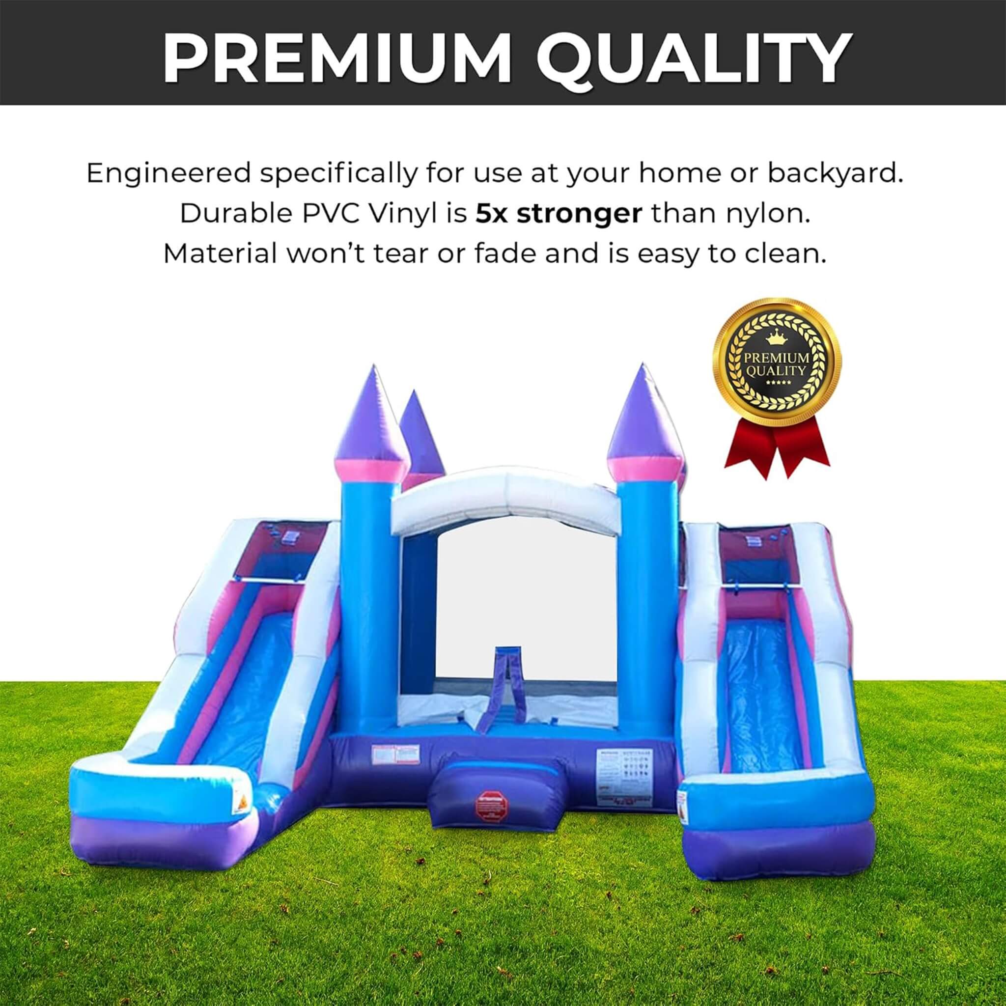 16FT Pink Castle Bounce House Combo With Double Water Slide (SAK84027)