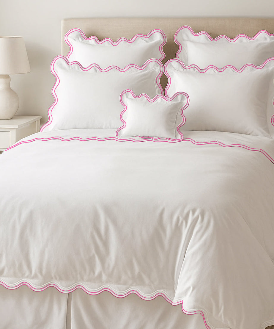 400TC Cotton Sateen Luxurious Double Scalloped Duvet Cover Set