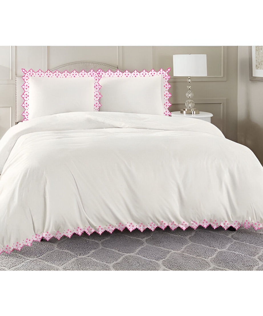 Elegant Flower Embroidered Duvet Cover Set