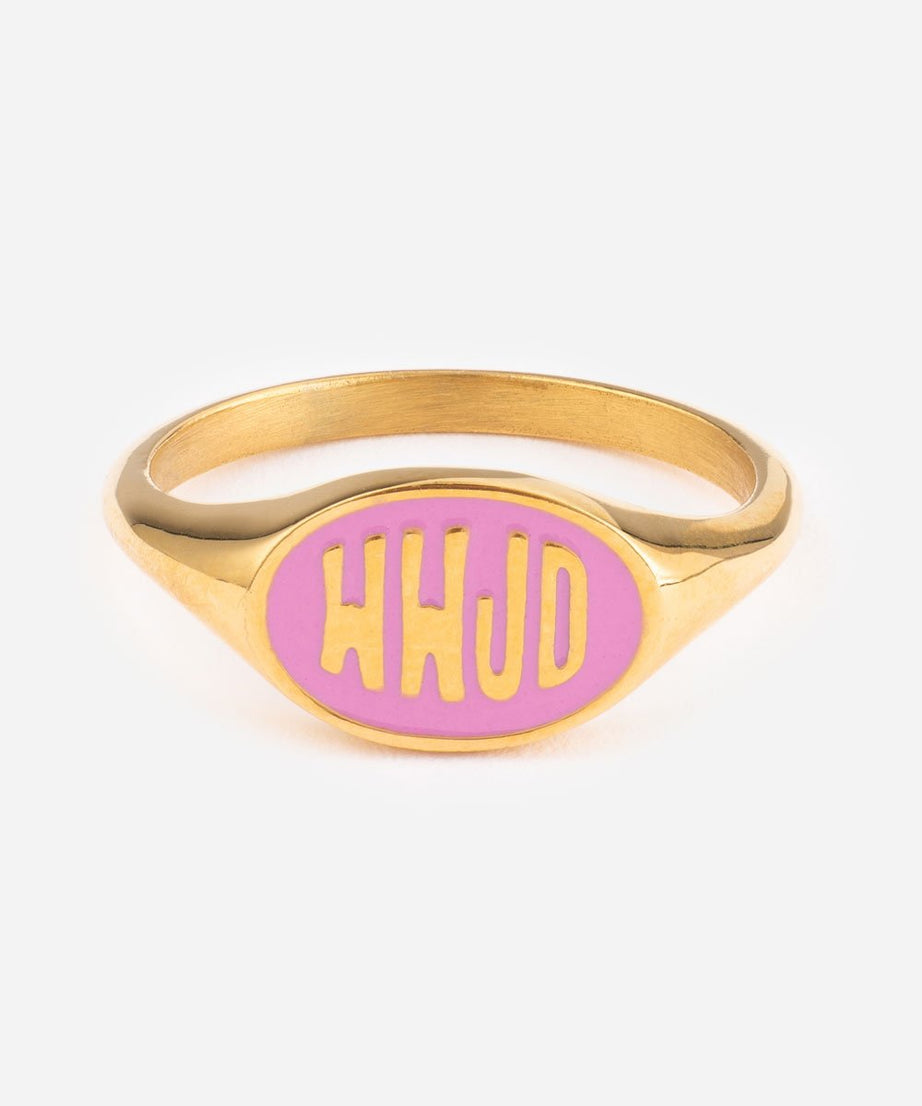 Pink Enamel WWJD Ring