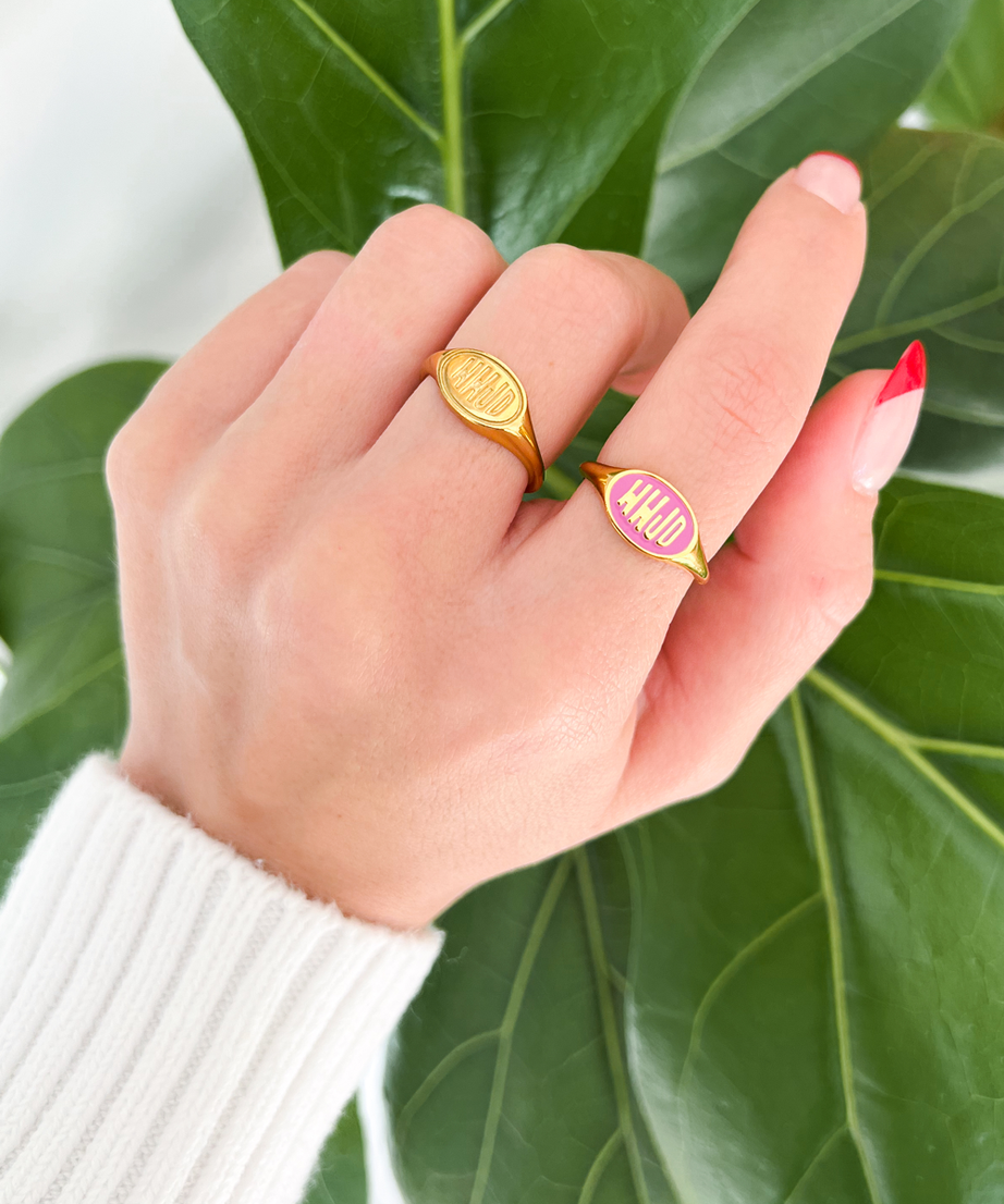 Pink Enamel WWJD Ring