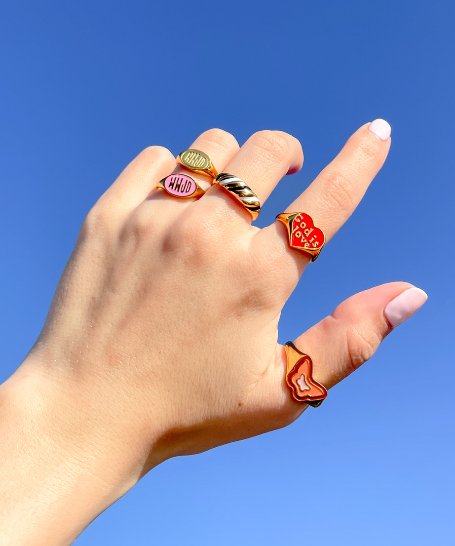Pink Enamel WWJD Ring