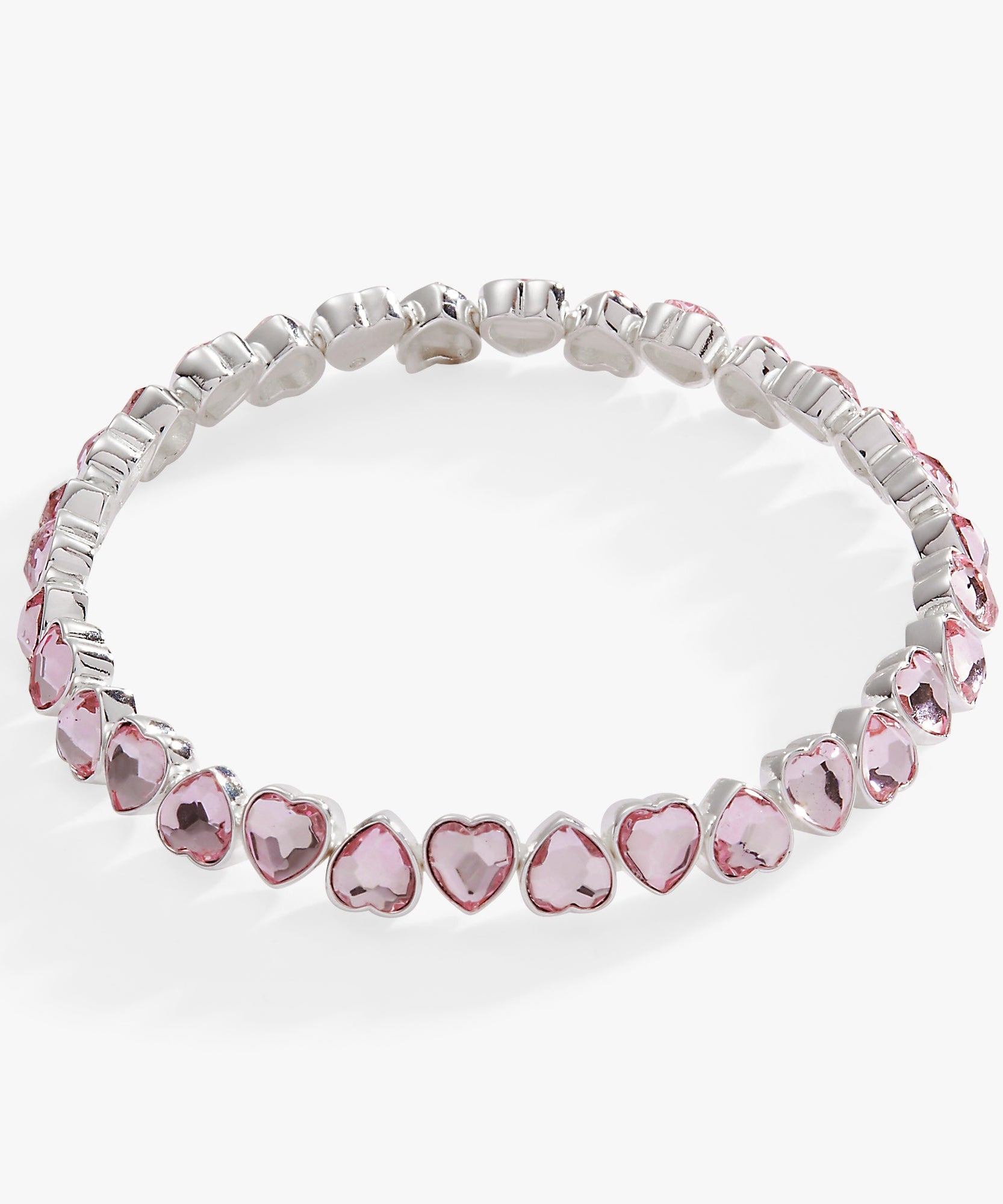 Pink Crystal Heart Stretch Bracelet